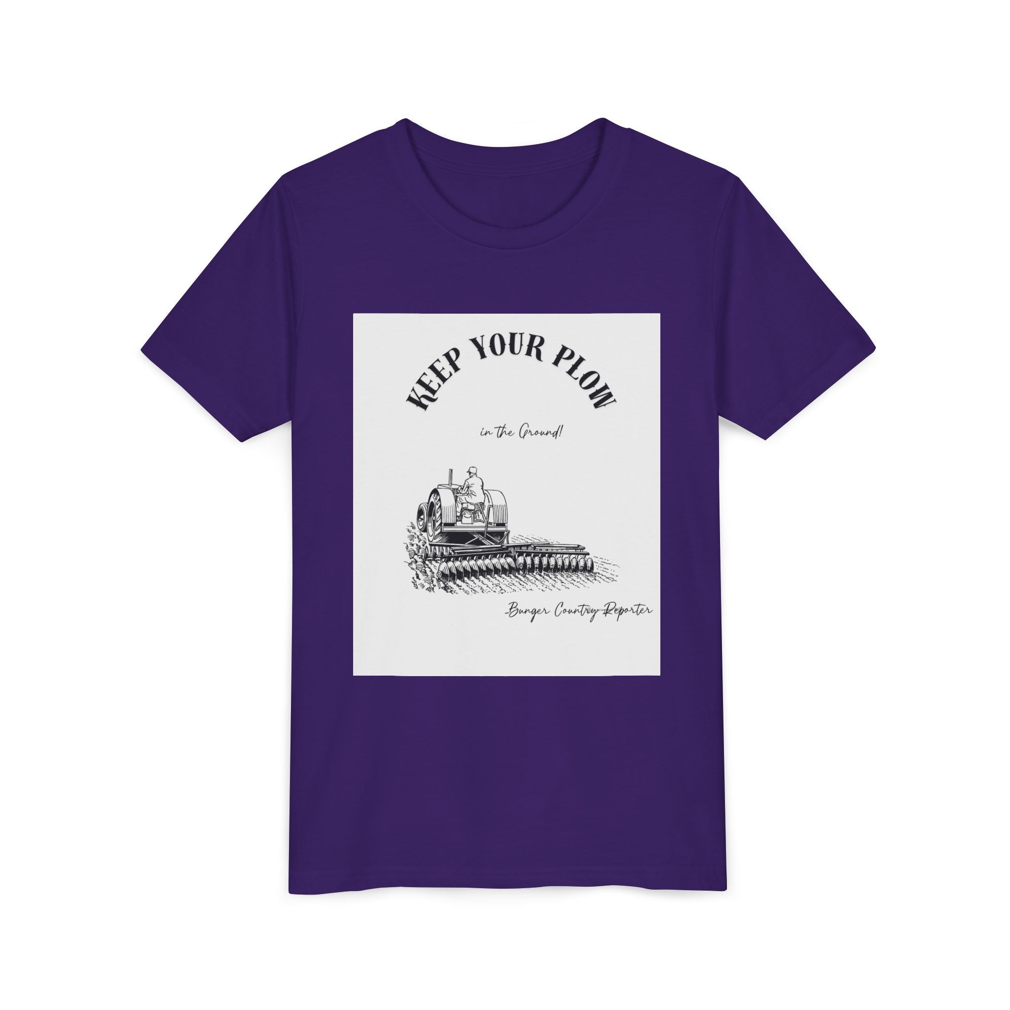 Youth Tee — "Keep Your Plow" Vintage Tractor Farming Shirt