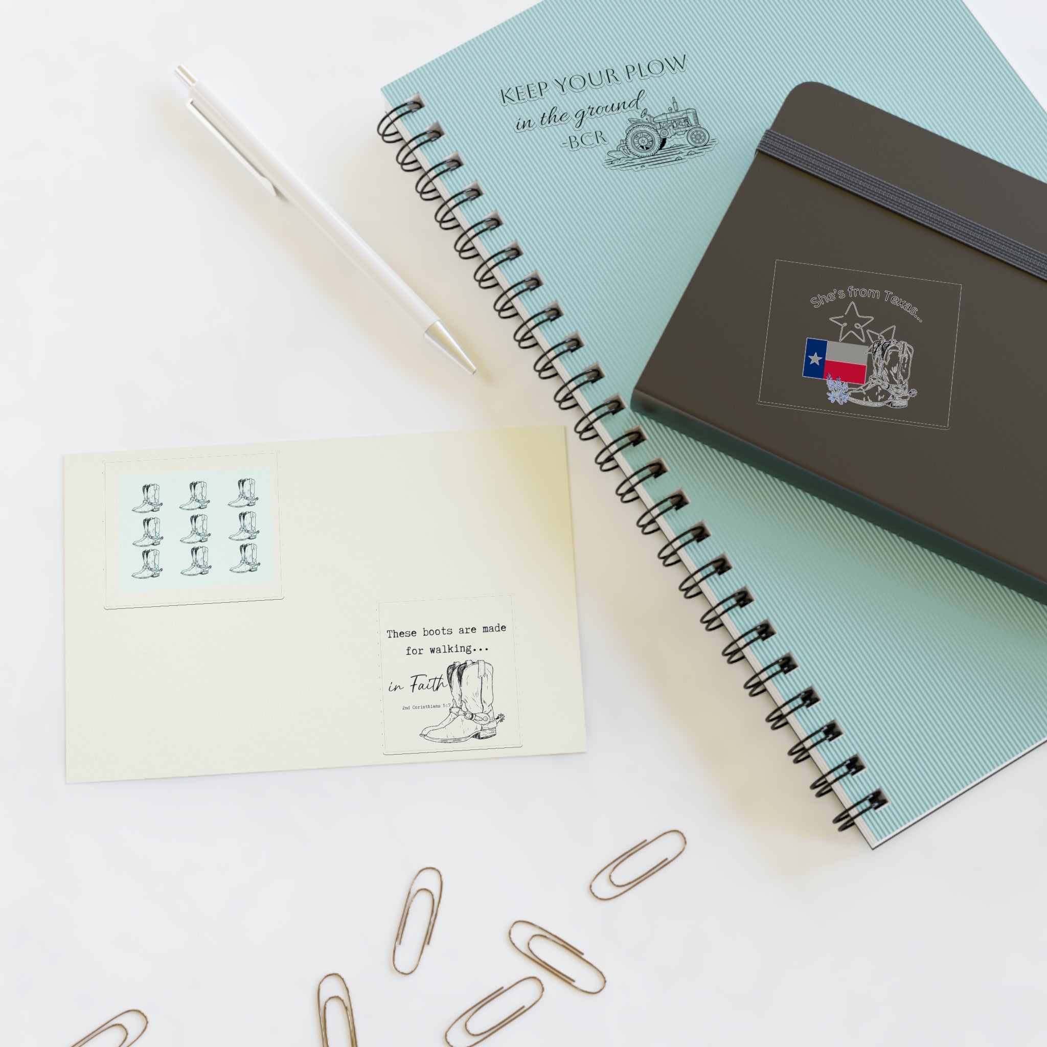 Sticker Sheets — "She's From Texas" Cowboy Boots & Texas Flag Sticker Sheet