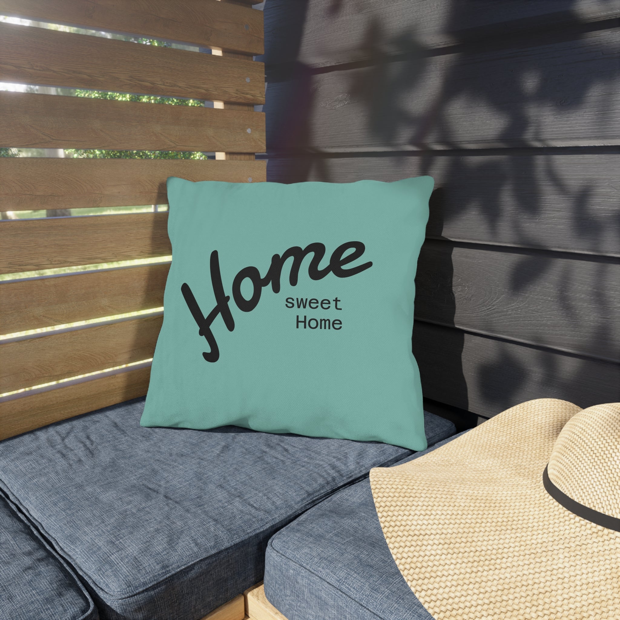 Outdoor Pillow — "Home Sweet Home" Monochrome Decorative Cushion for Porch & Patio