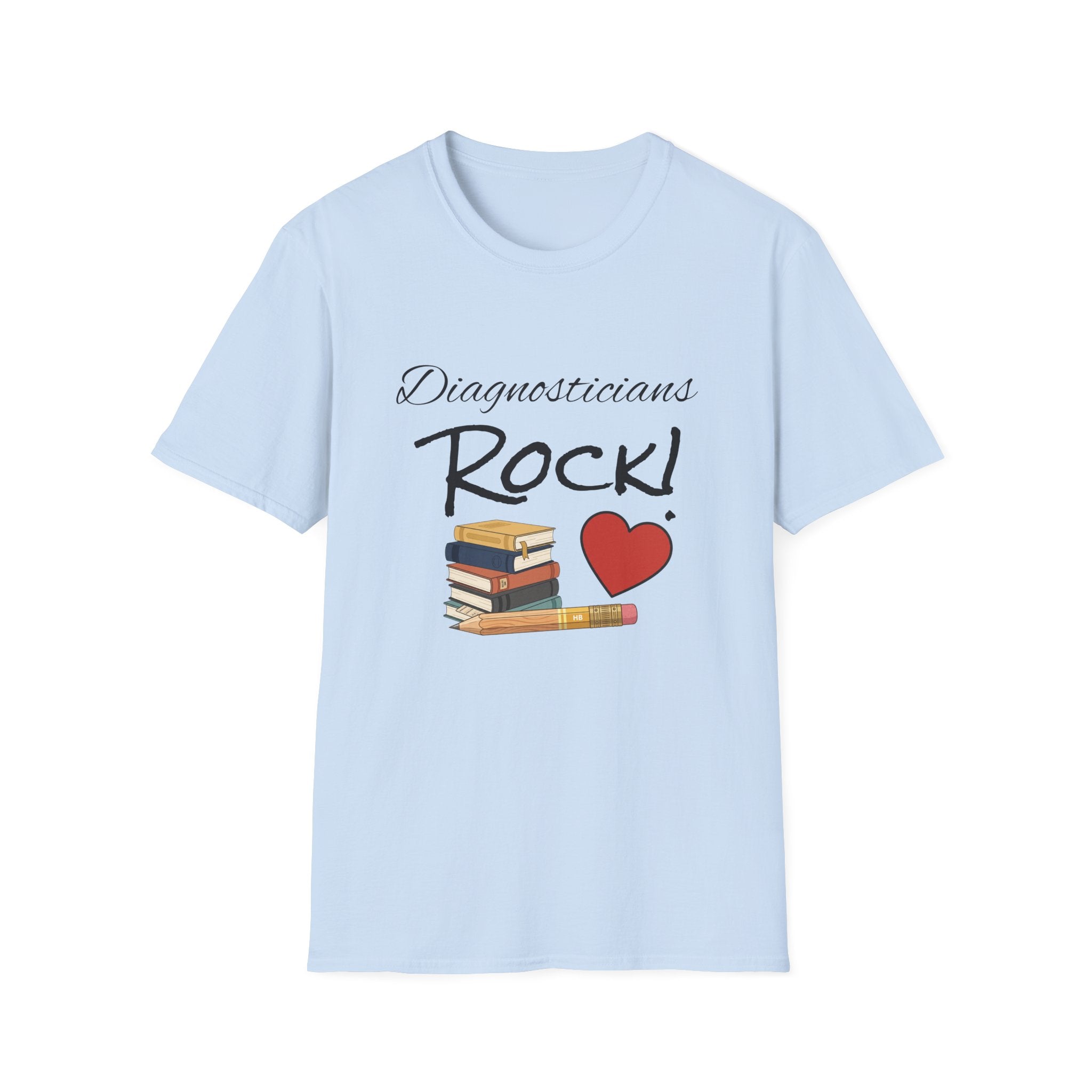 Diagnosticians Rock! T-Shirt — Funny Medical/Healthcare Pride Tee with Books & Heart
