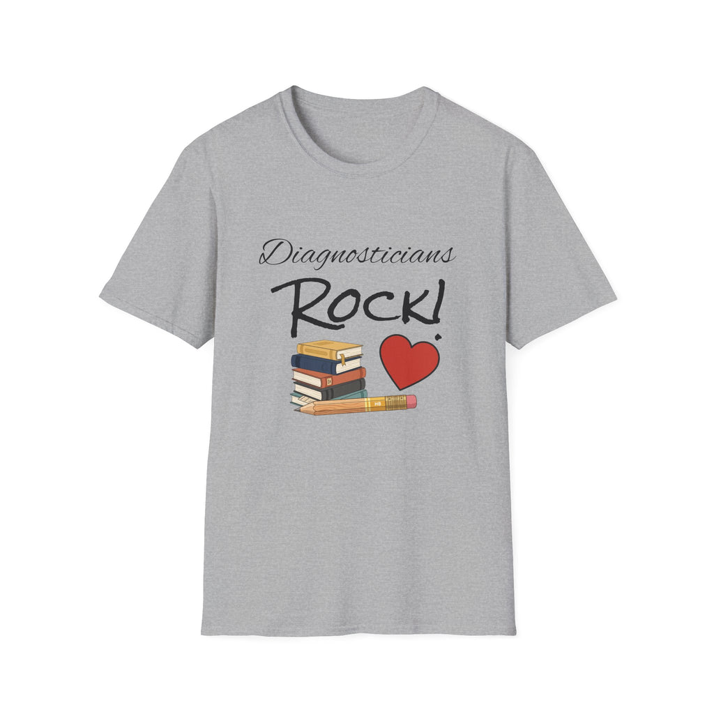 Diagnosticians Rock! T-Shirt — Funny Medical/Healthcare Pride Tee with Books & Heart