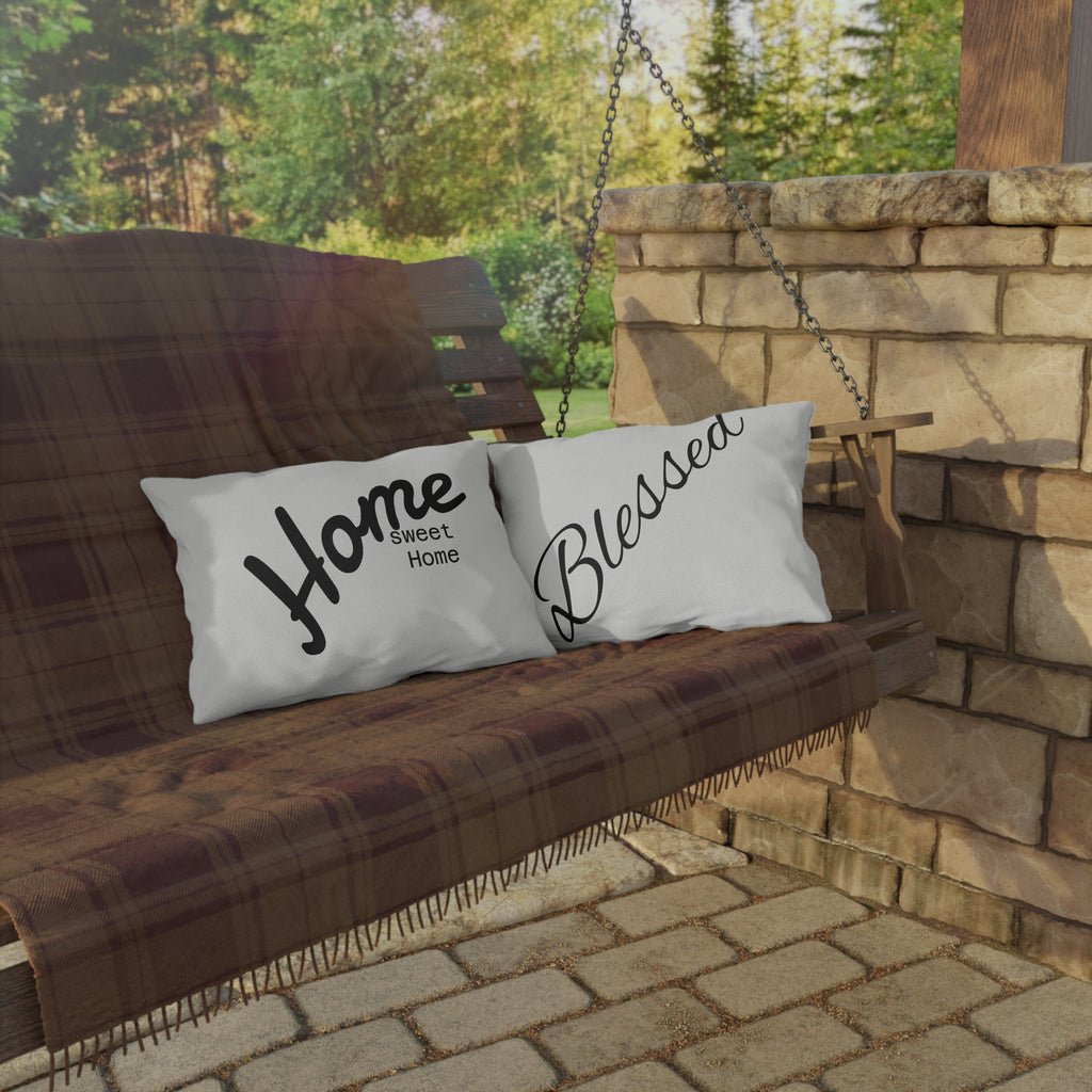 Outdoor Pillow — "Home Sweet Home" Monochrome Decorative Cushion for Porch & Patio