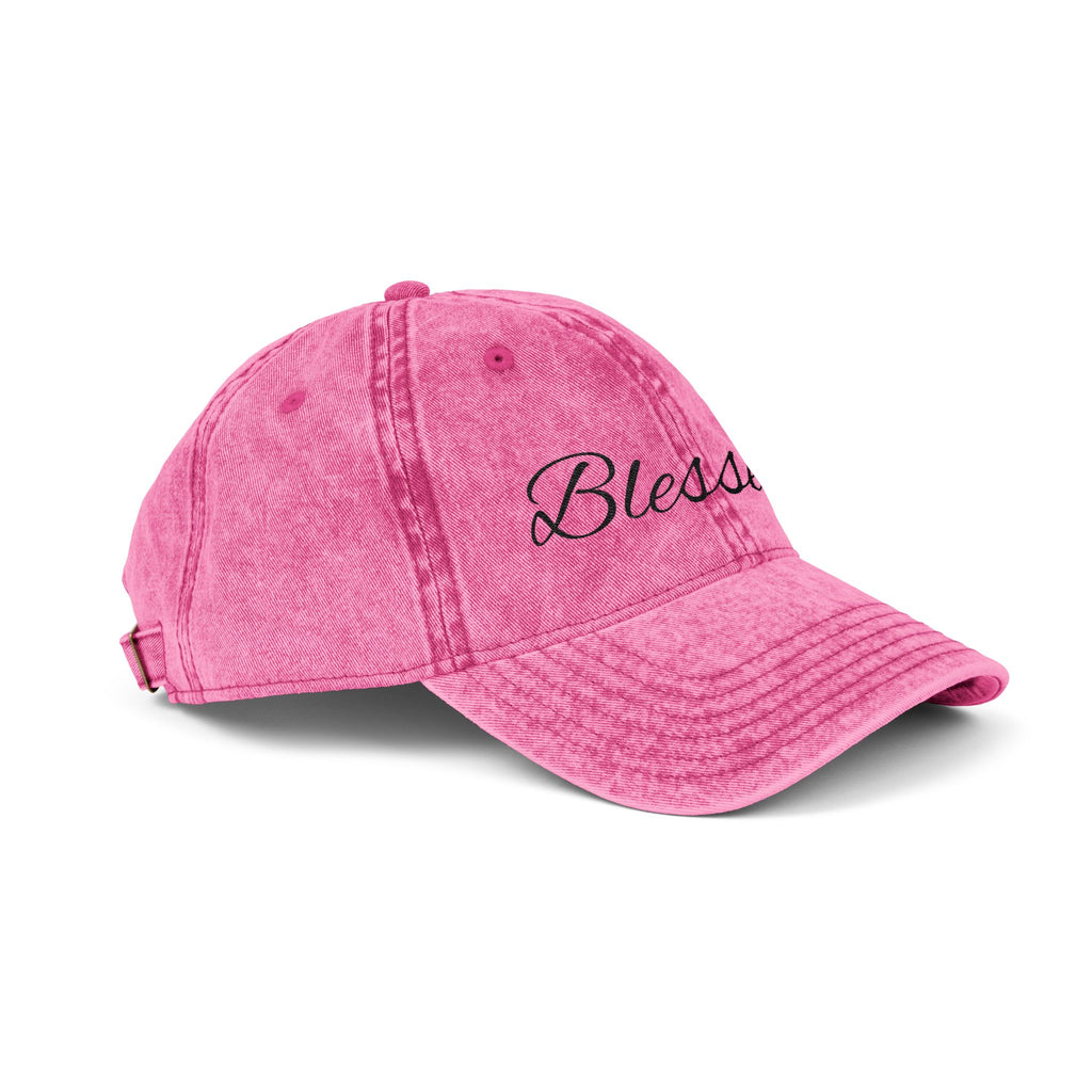 Blessed Embroidered Vintage Cap - Distressed Christian Baseball Hat