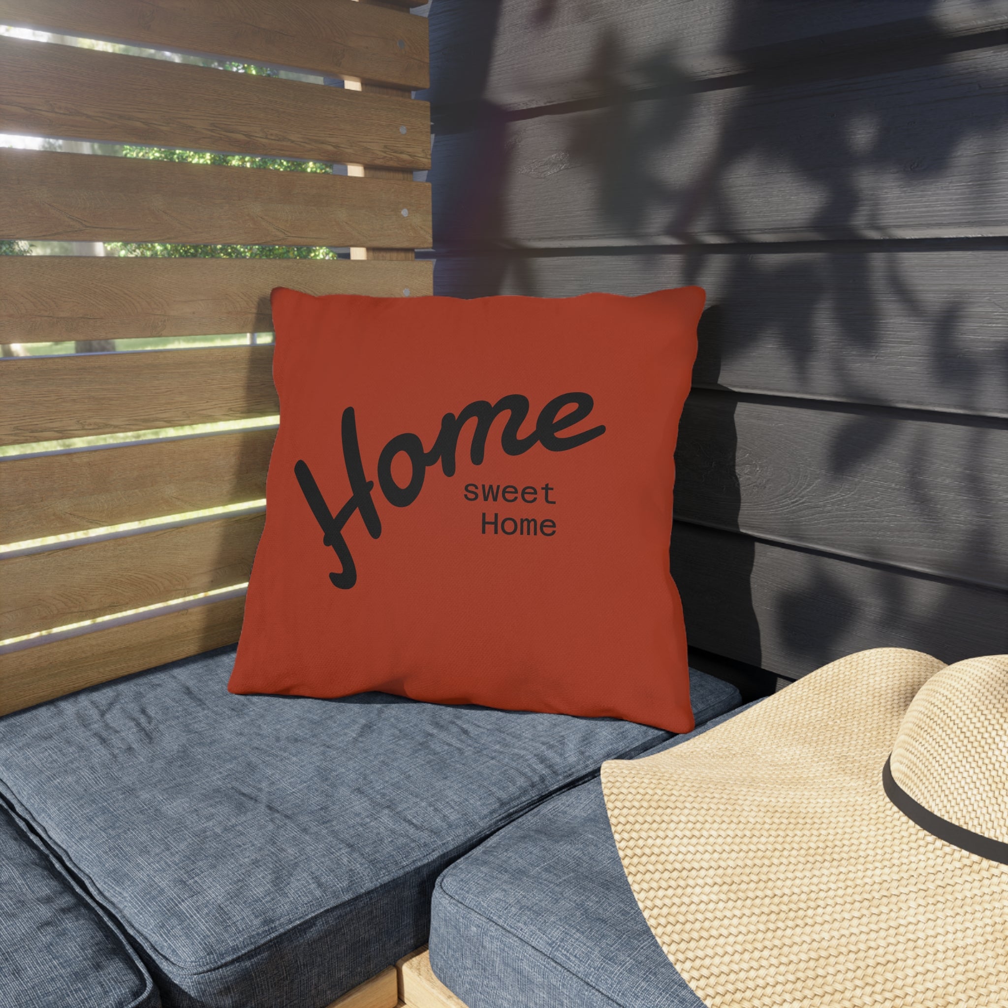 Outdoor Pillow — "Home Sweet Home" Monochrome Decorative Cushion for Porch & Patio