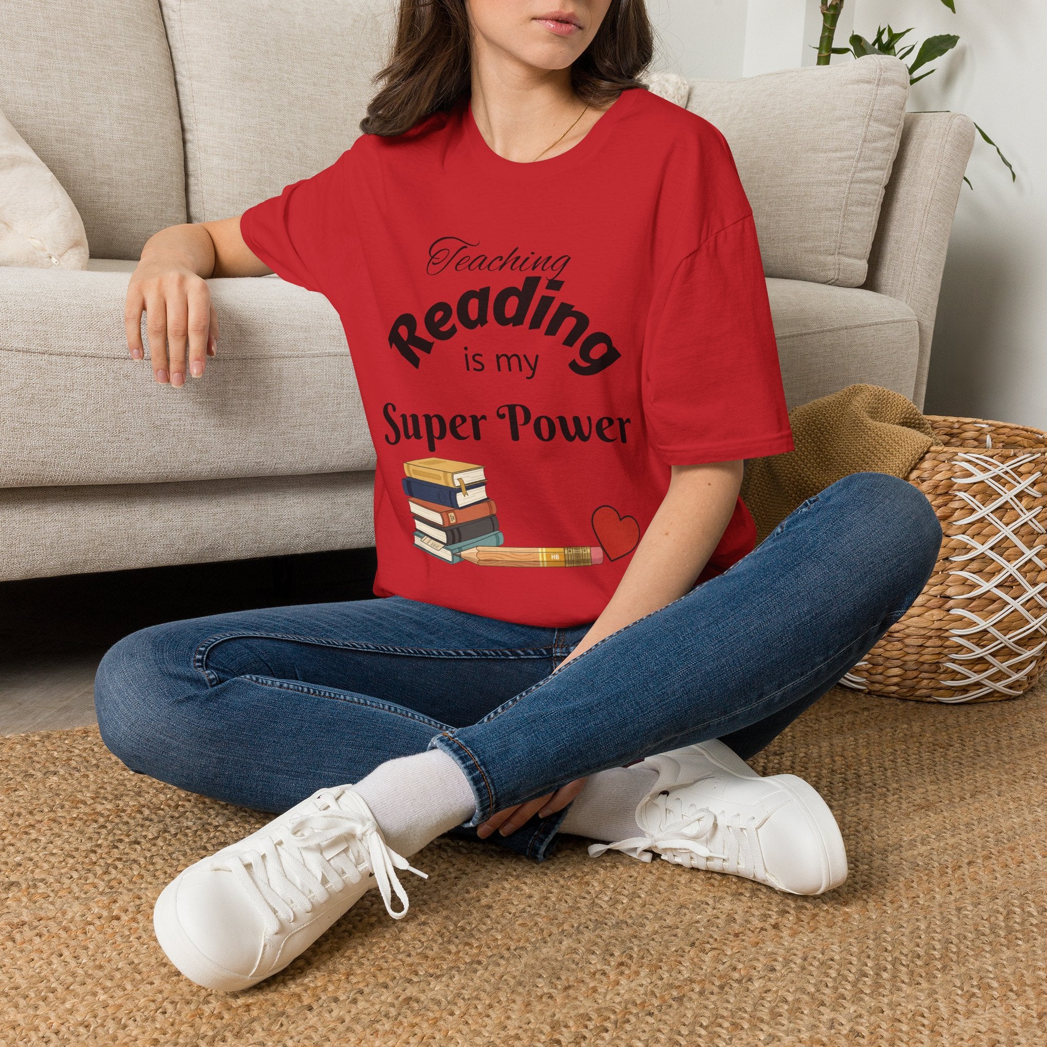 Reading Teacher T-Shirt — "Teaching Reading is My Super Power" Graphic Tee