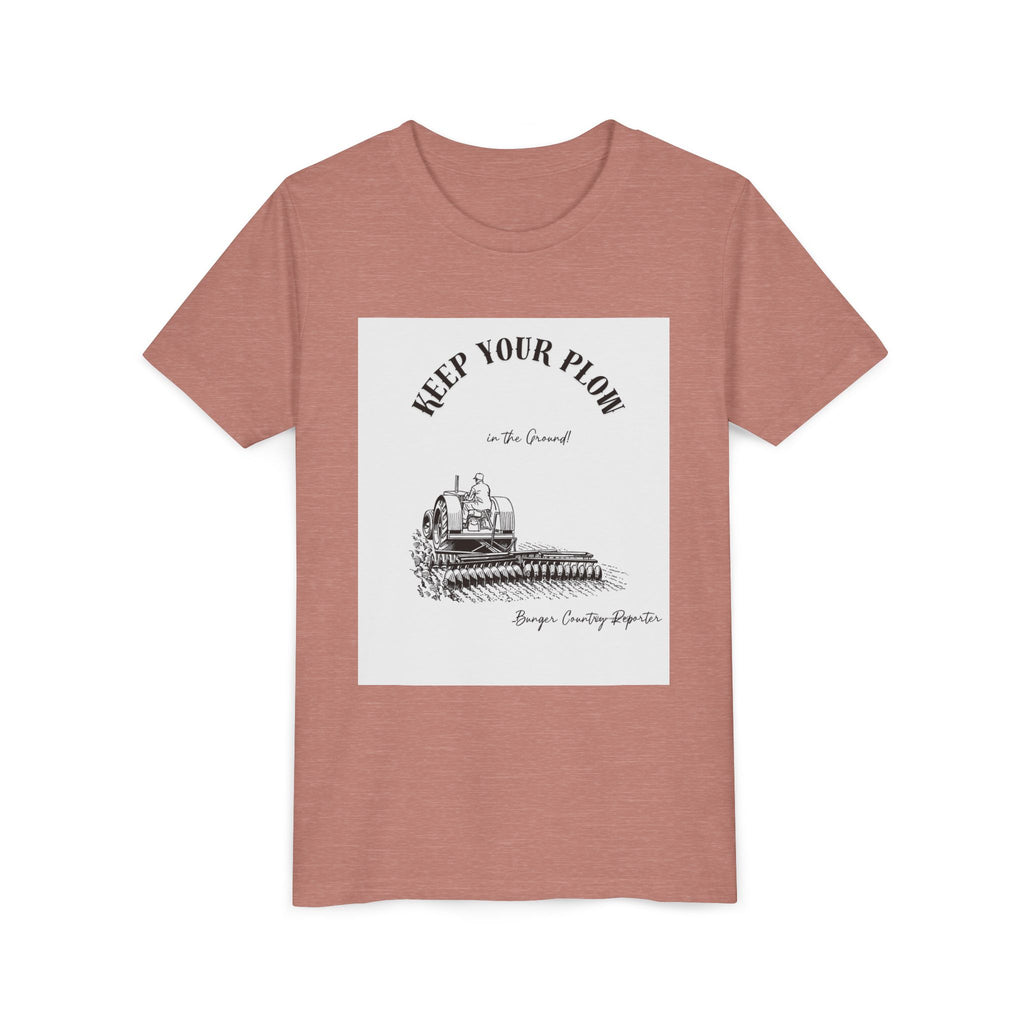 Youth Tee — "Keep Your Plow" Vintage Tractor Farming Shirt
