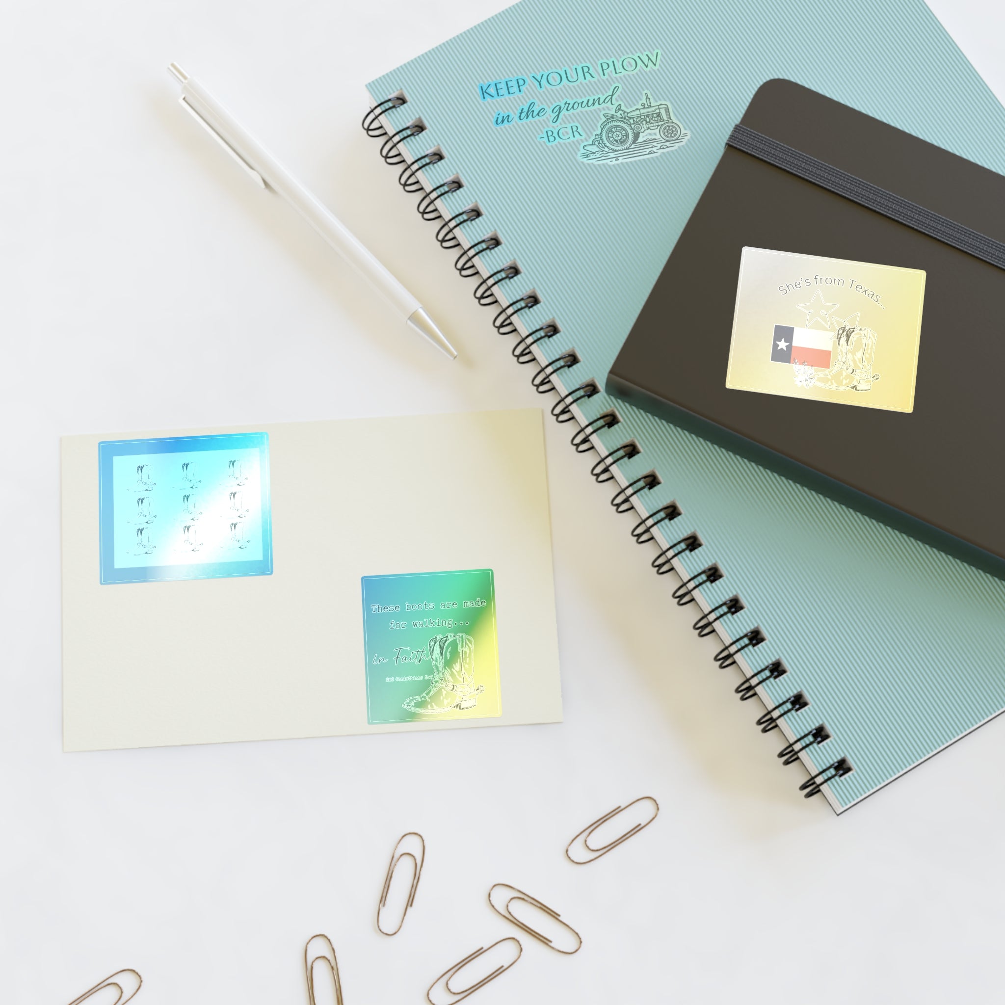 Sticker Sheets — "She's From Texas" Cowboy Boots & Texas Flag Sticker Sheet