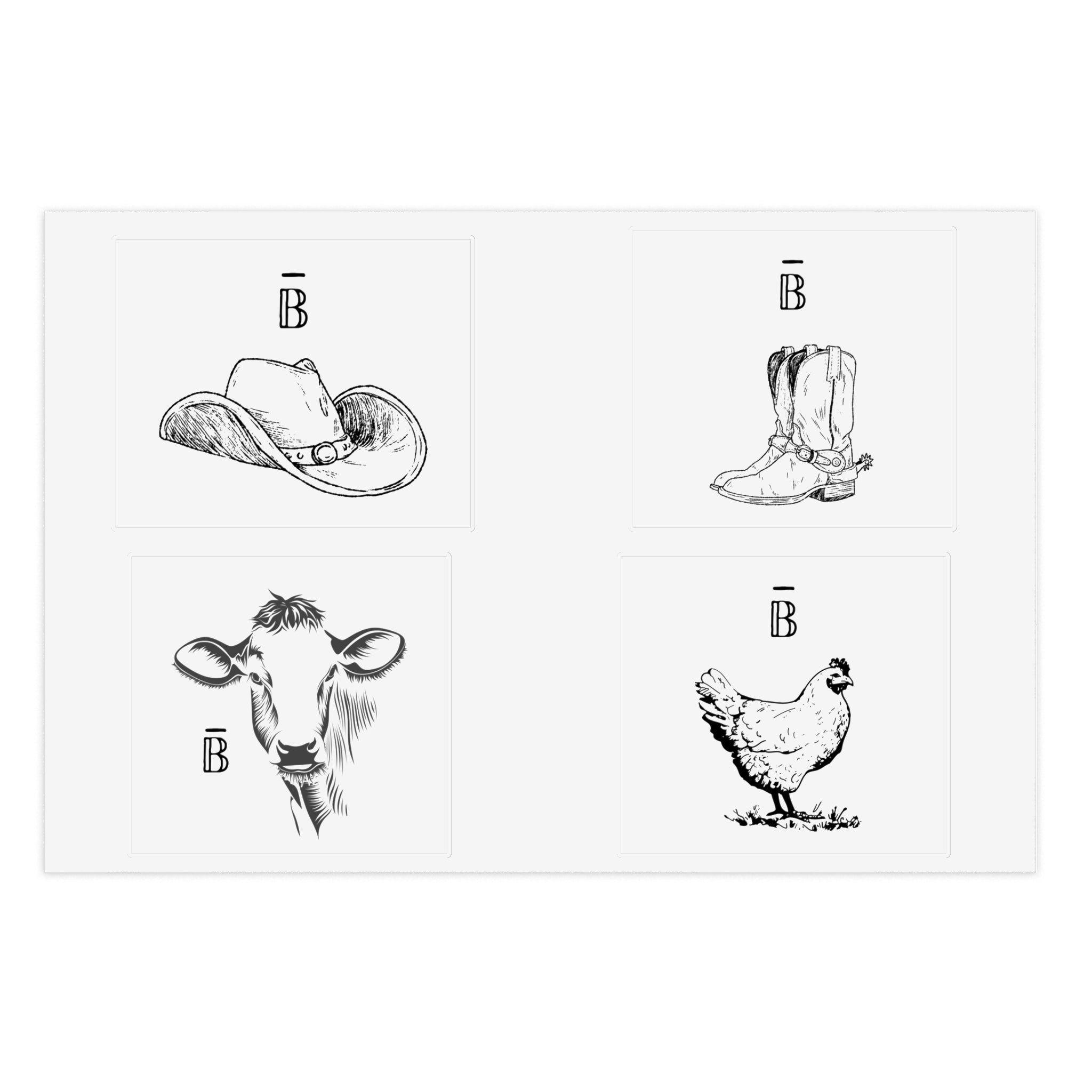 Cowboy Hat Sticker Sheet — Vintage Western Decal Pack