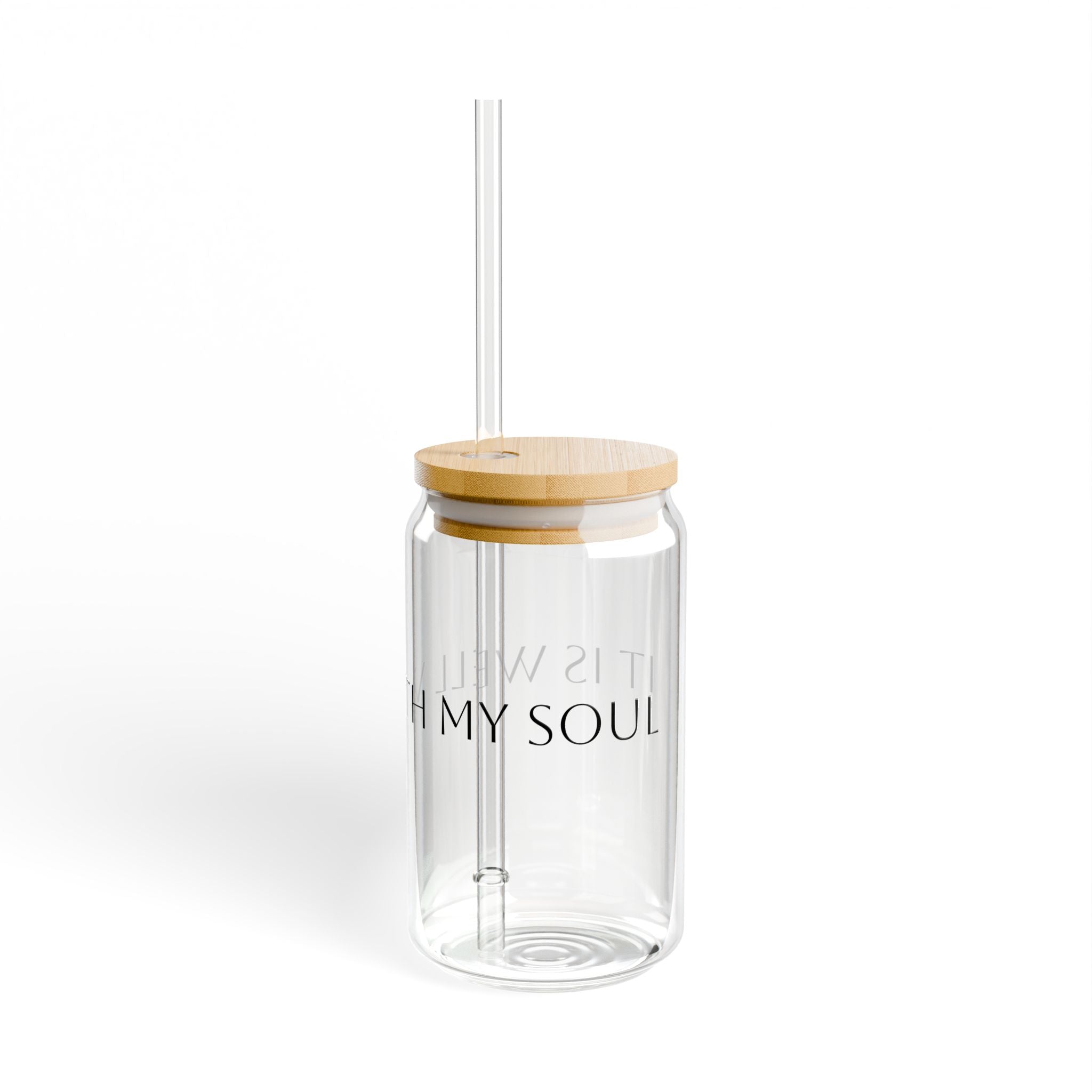 Copy of 16oz Glass Sipper Cup with Bamboo Lid — Inspirational Quote 'Always Keep Your Plow In The'