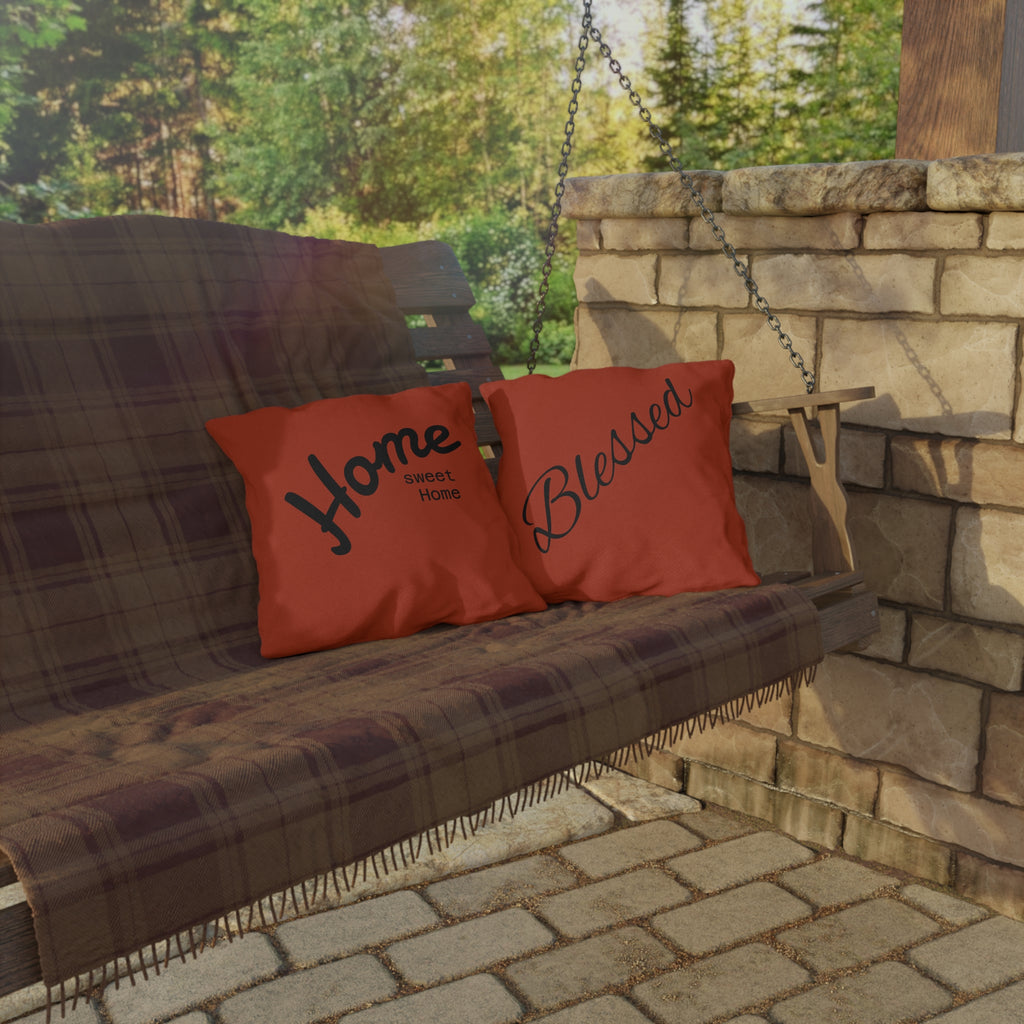 Outdoor Pillow — "Home Sweet Home" Monochrome Decorative Cushion for Porch & Patio