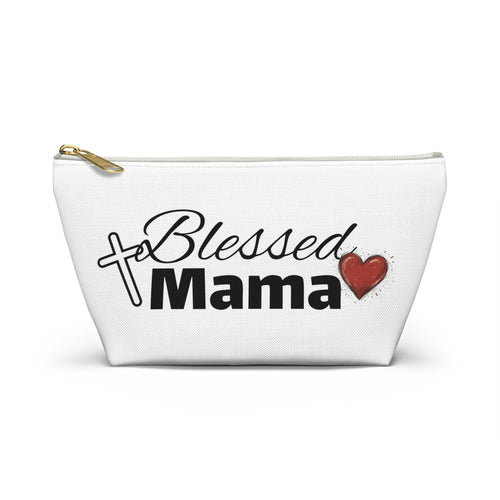 Blessed Mama Accessory Pouch — Religious Mom Gift Cosmetic Bag