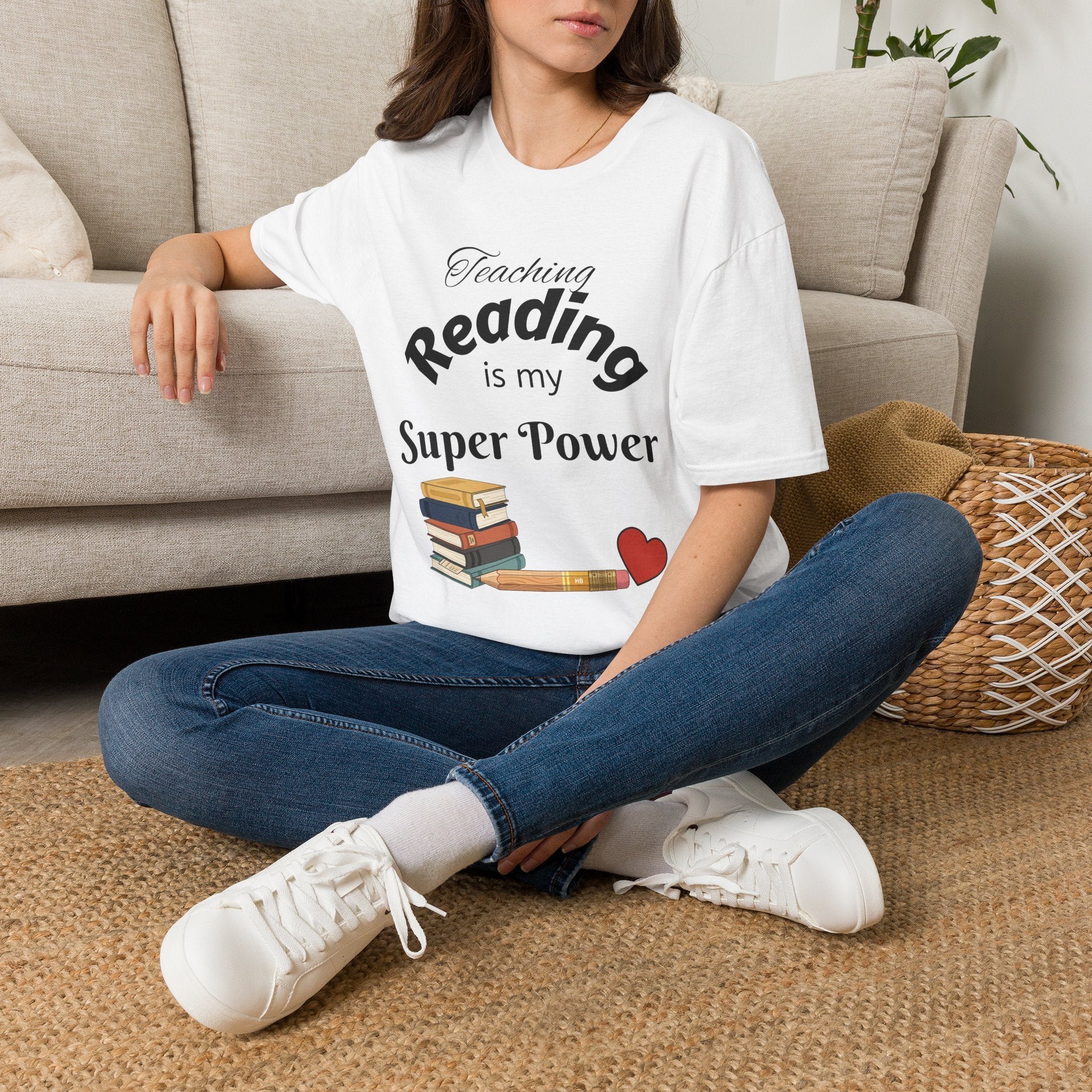 Reading Teacher T-Shirt — "Teaching Reading is My Super Power" Graphic Tee