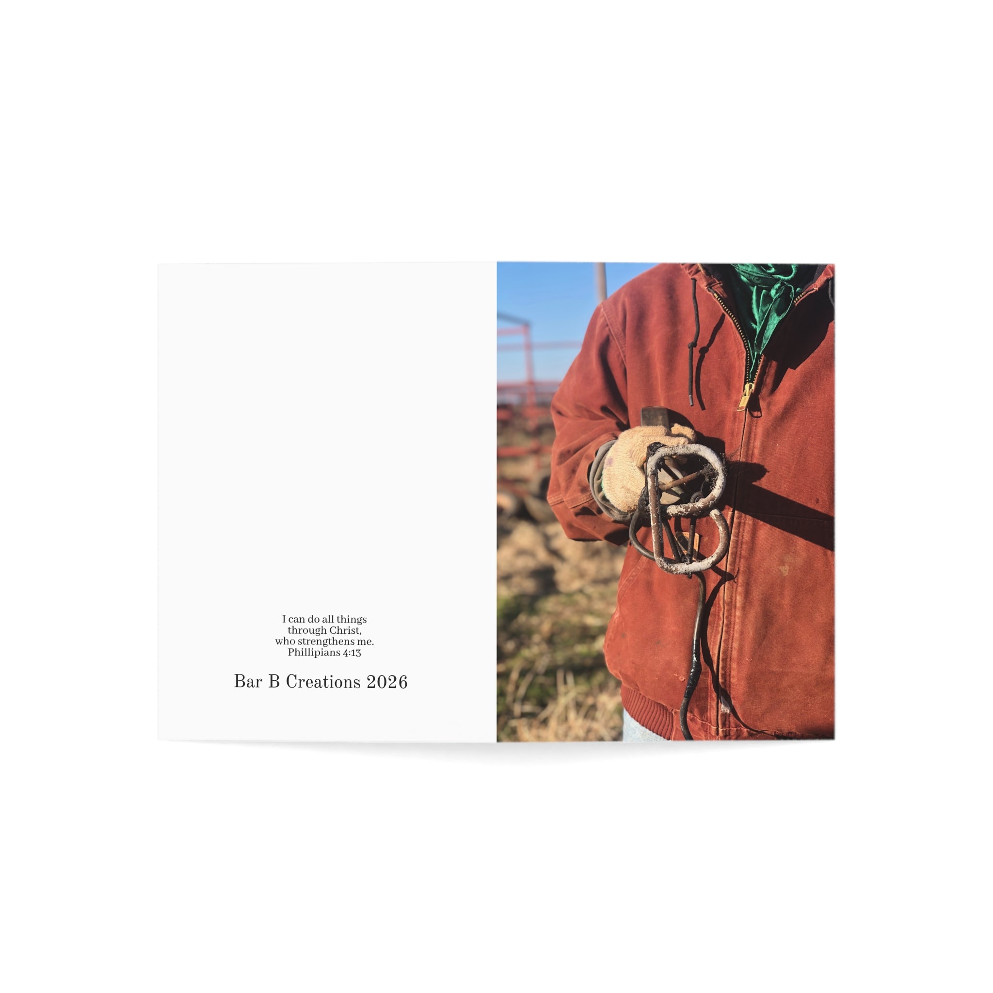 Rust Jacket Cowboy Rope Greeting Card — Rustic Western Thank You Card (Single or Bulk Packs)