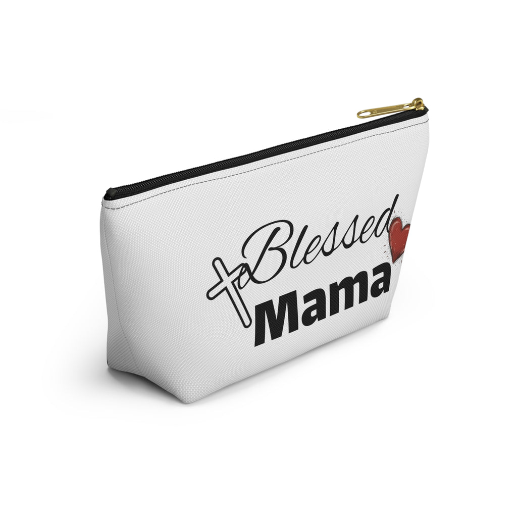 Blessed Mama Accessory Pouch — Religious Mom Gift Cosmetic Bag