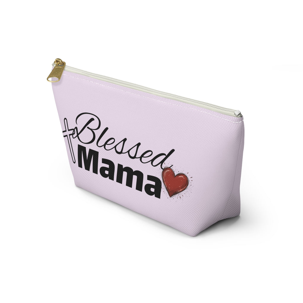 Blessed Mama Accessory Pouch — Religious Mom Gift Cosmetic Bag