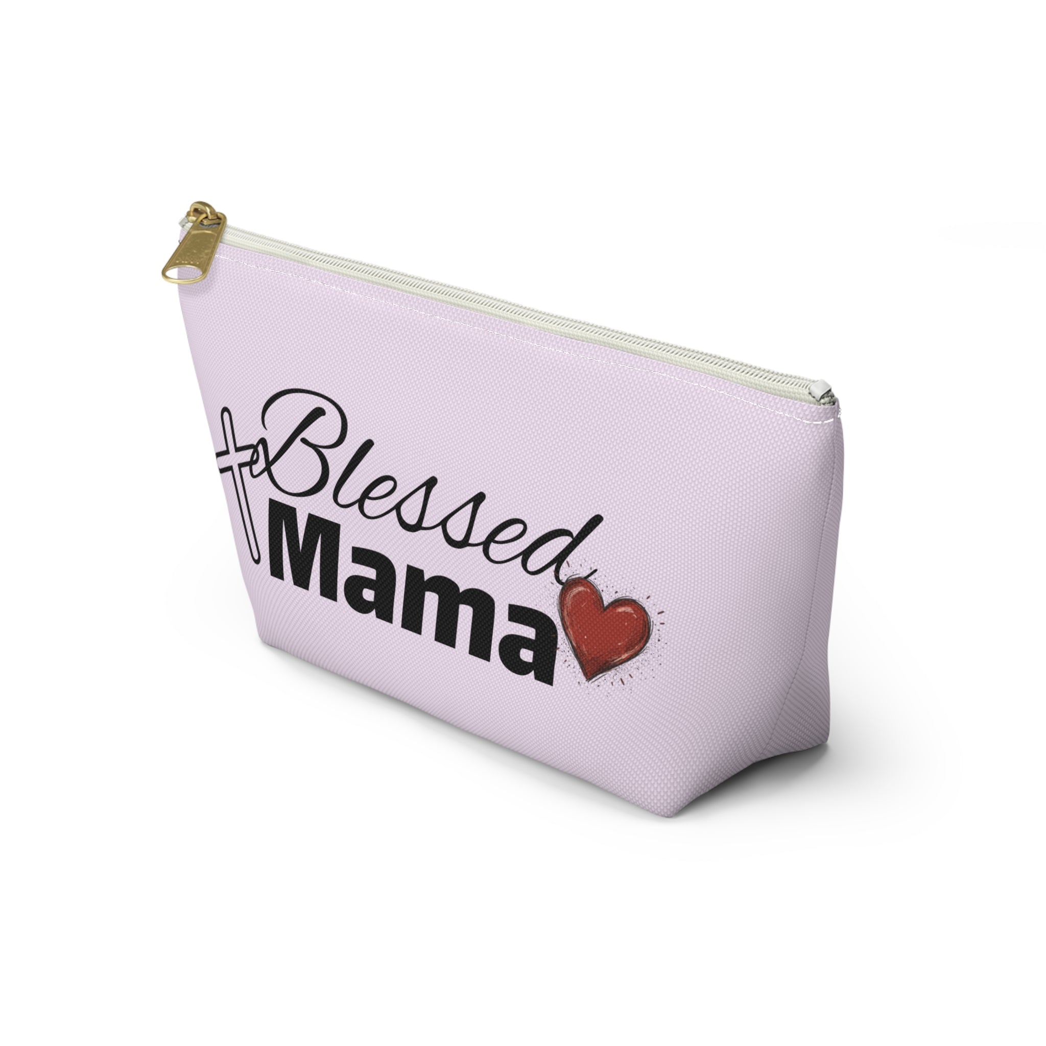 Blessed Mama Accessory Pouch — Religious Mom Gift Cosmetic Bag