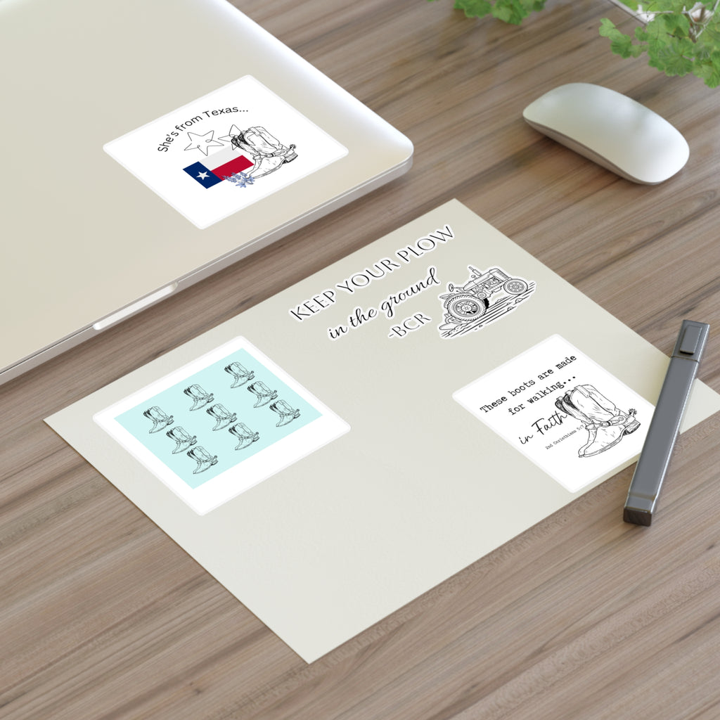 Sticker Sheets — "She's From Texas" Cowboy Boots & Texas Flag Sticker Sheet