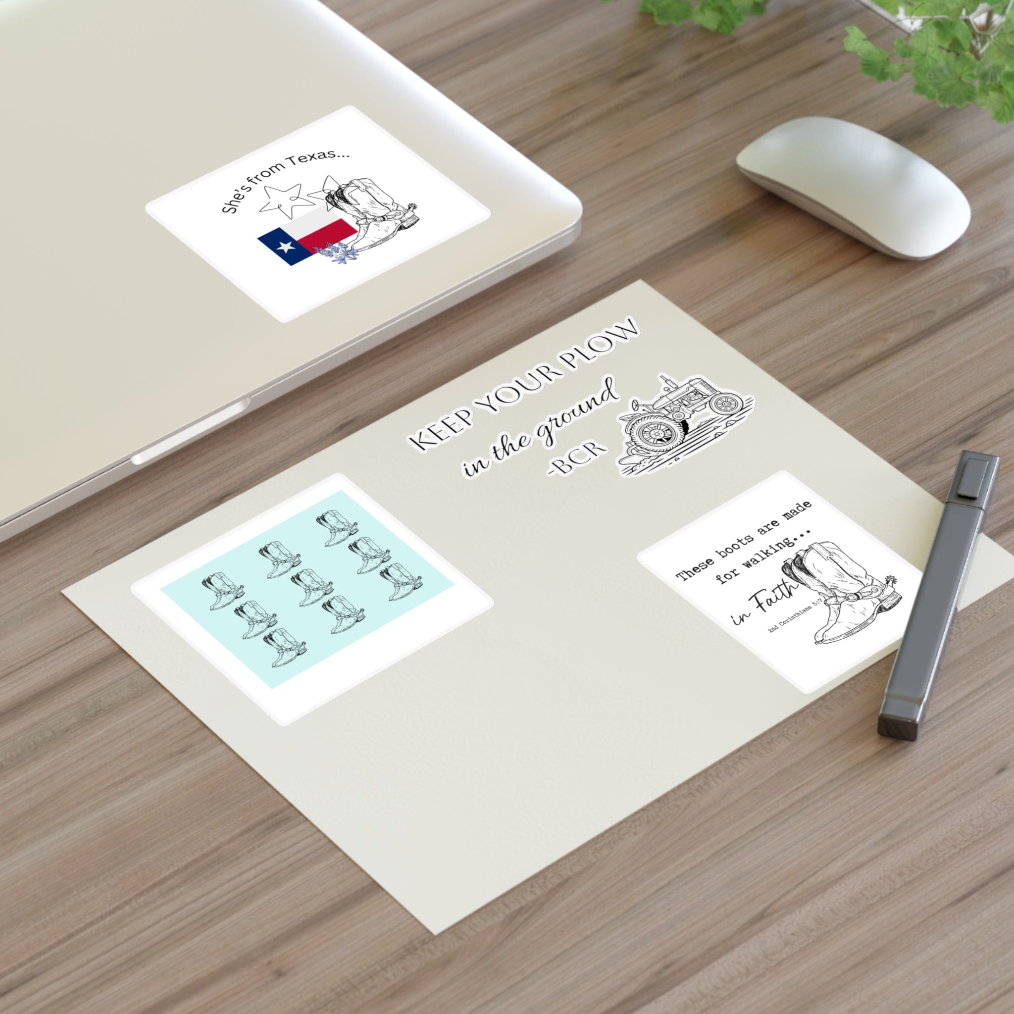 Sticker Sheets — "She's From Texas" Cowboy Boots & Texas Flag Sticker Sheet