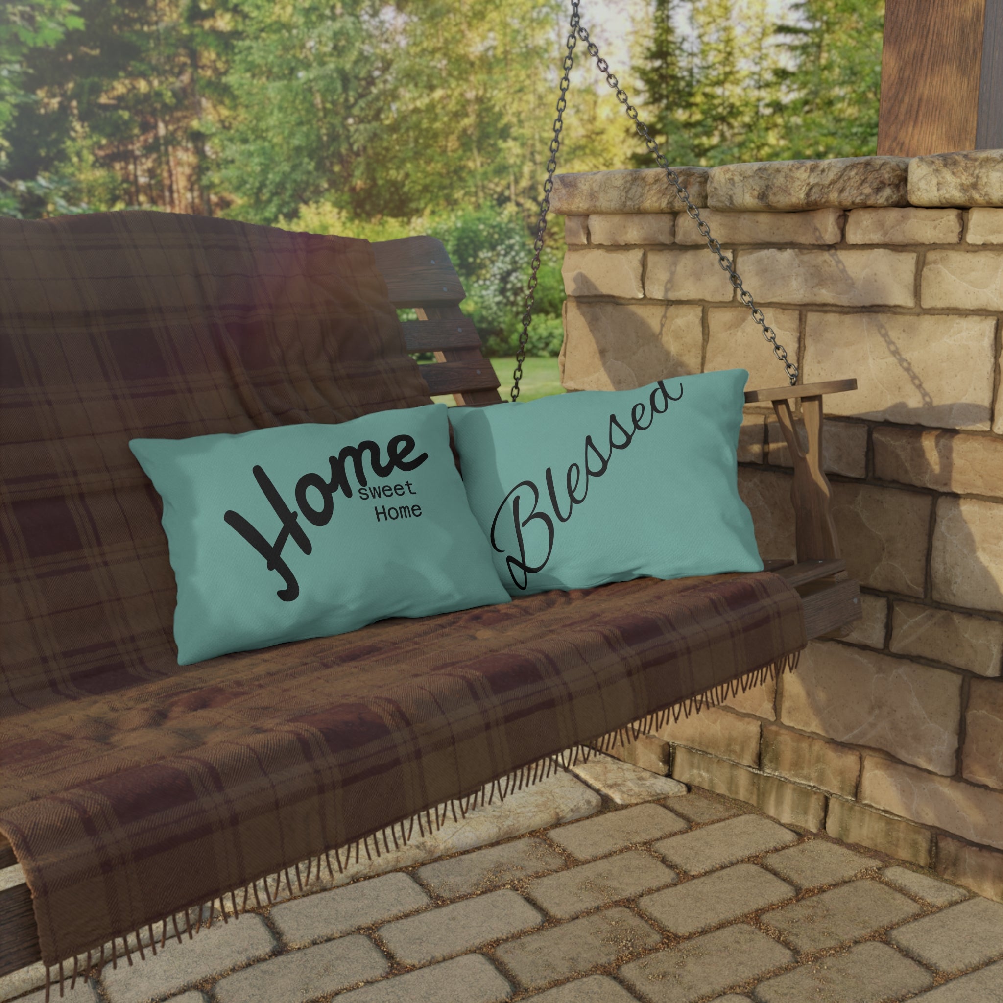 Outdoor Pillow — "Home Sweet Home" Monochrome Decorative Cushion for Porch & Patio