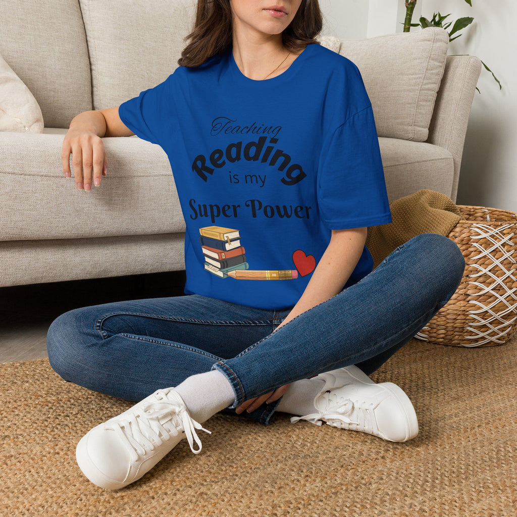 Reading Teacher T-Shirt — "Teaching Reading is My Super Power" Graphic Tee