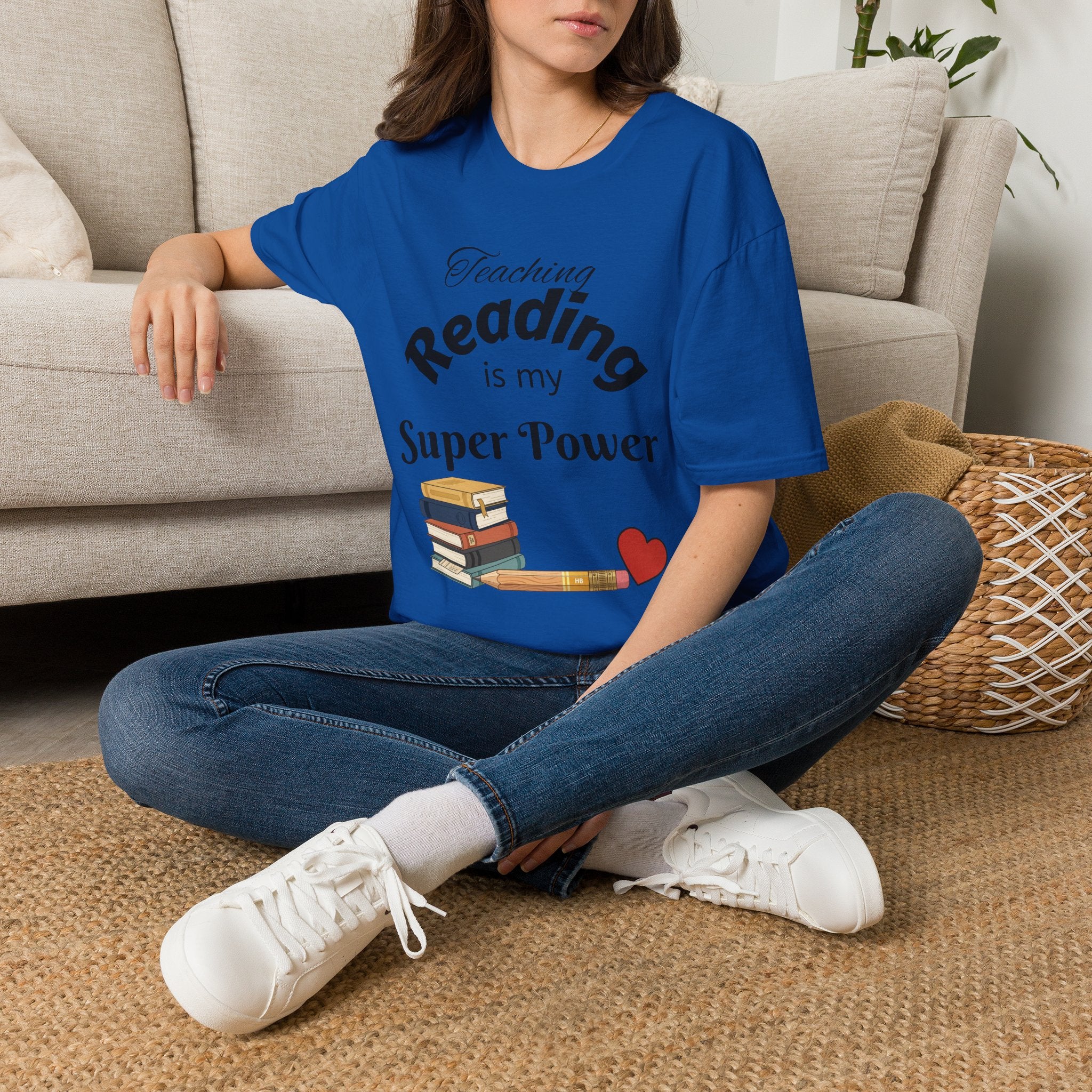 Reading Teacher T-Shirt — "Teaching Reading is My Super Power" Graphic Tee