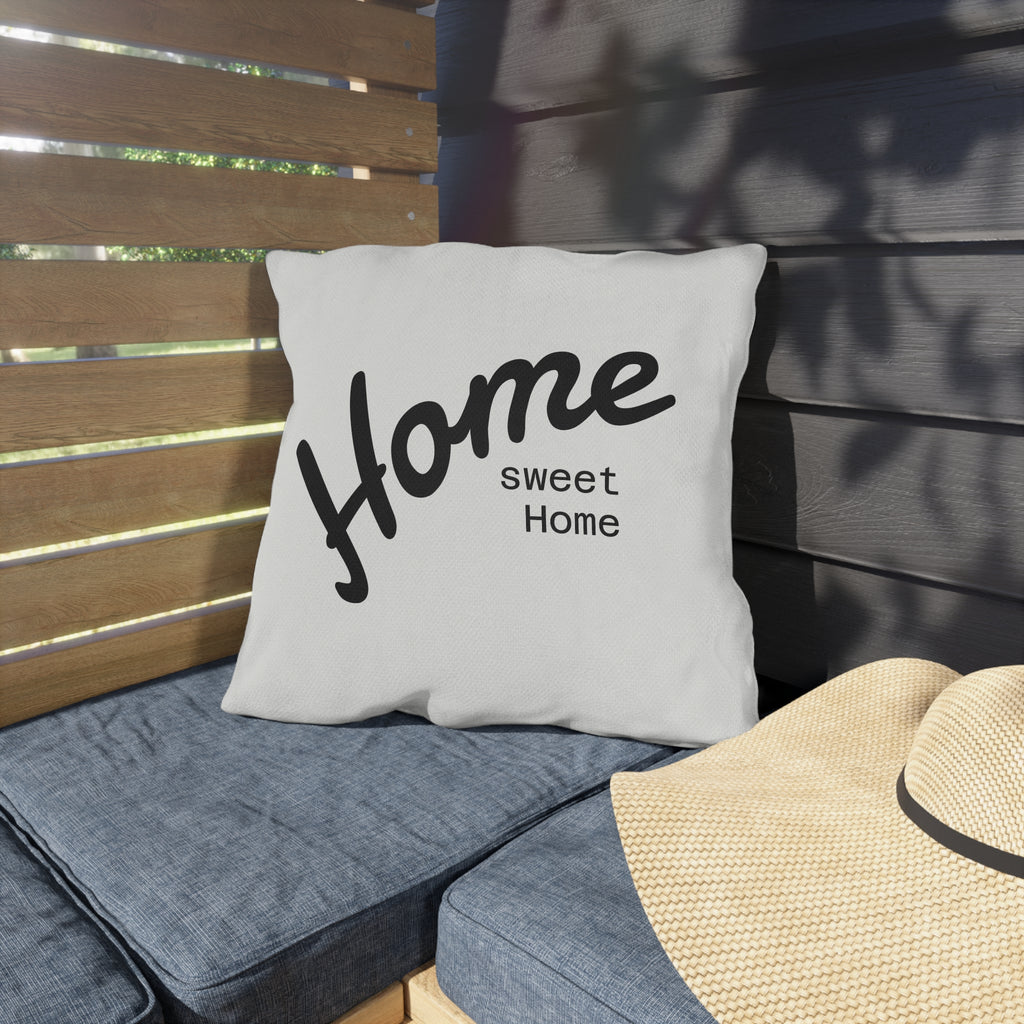 Outdoor Pillow — "Home Sweet Home" Monochrome Decorative Cushion for Porch & Patio