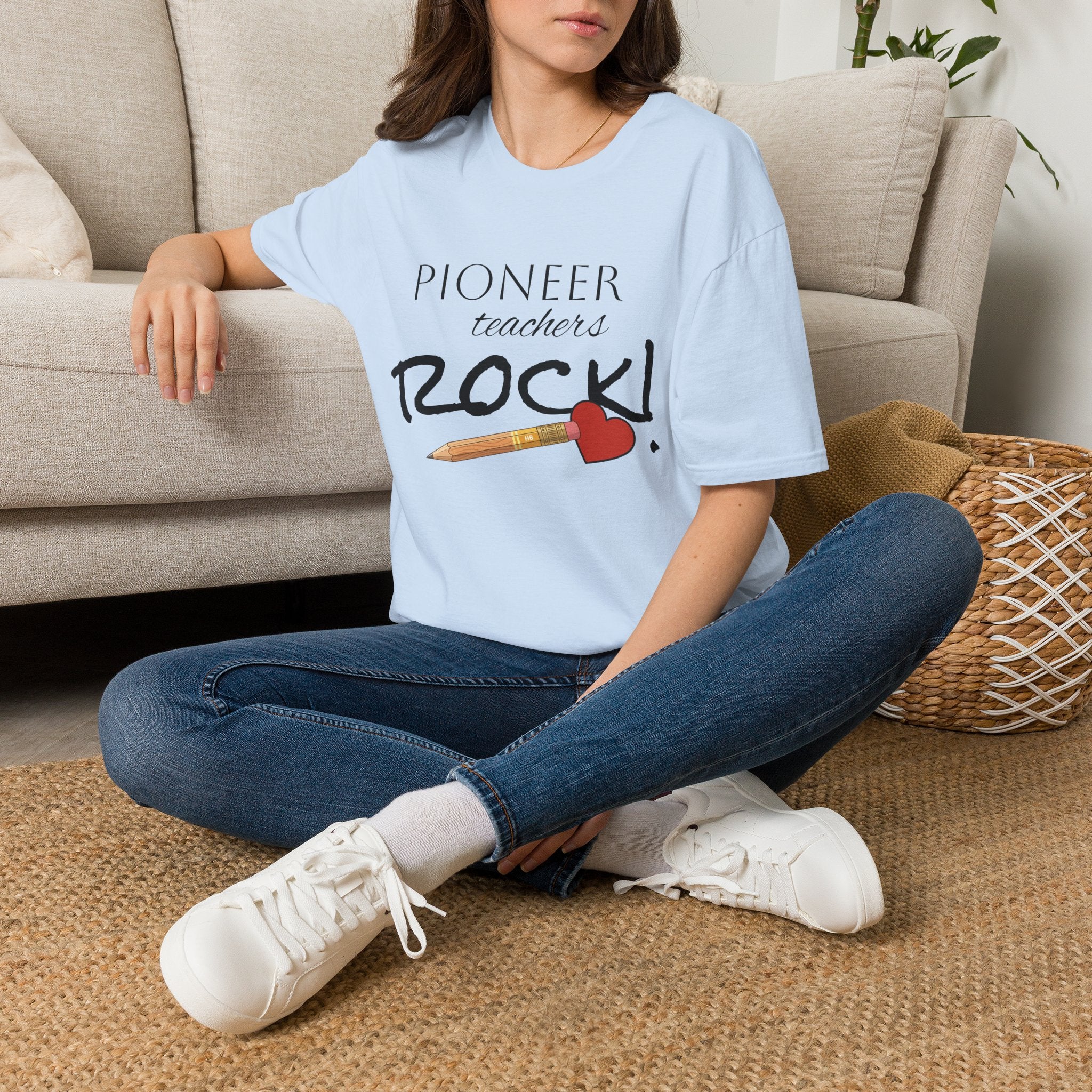 Pioneer Teachers Rock T-Shirt — Cute Pencil & Heart Teacher Appreciation Tee