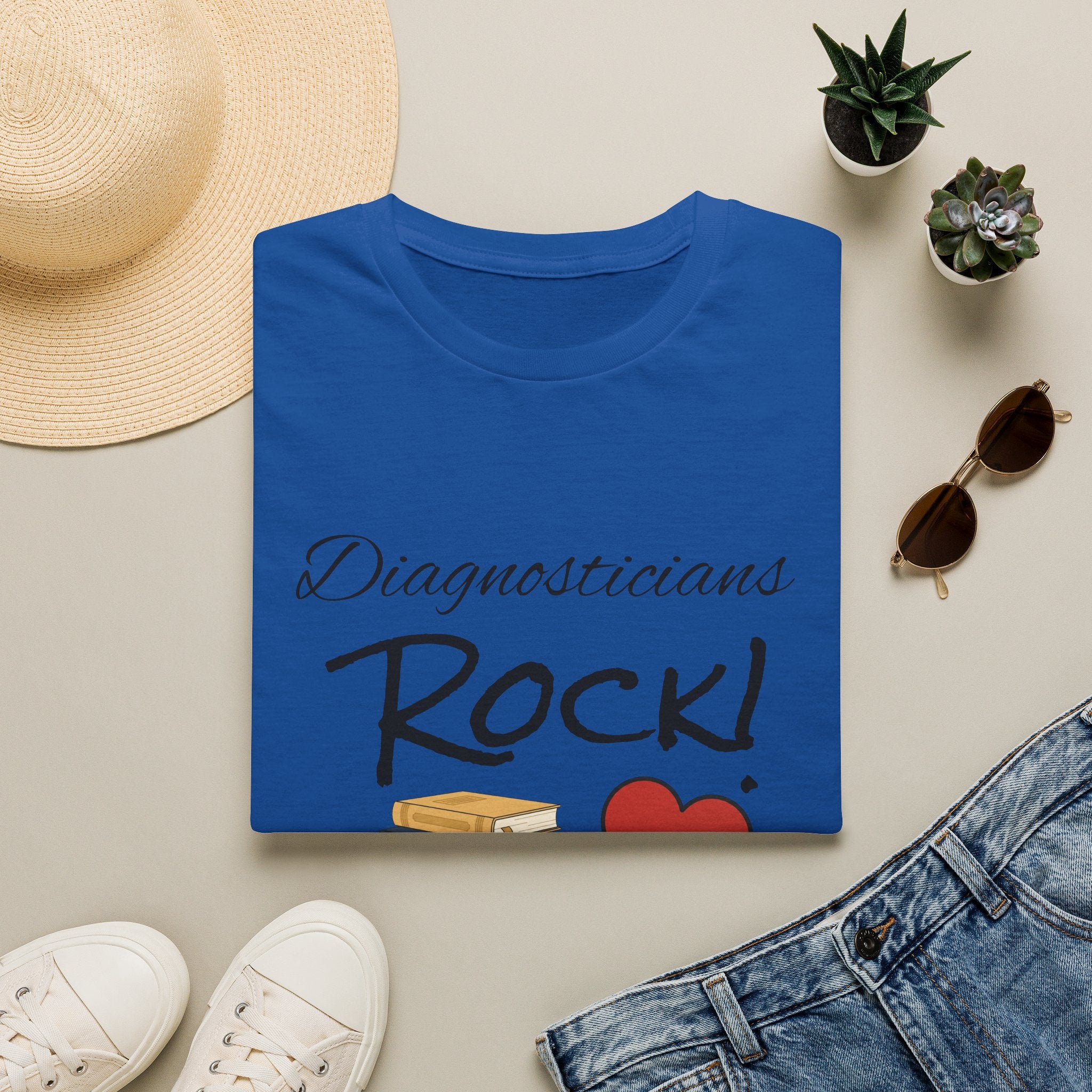 Diagnosticians Rock! T-Shirt — Funny Medical/Healthcare Pride Tee with Books & Heart