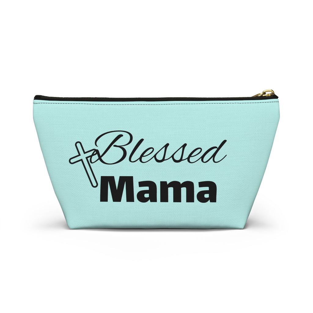Blessed Mama Accessory Pouch — Religious Mom Gift Cosmetic Bag