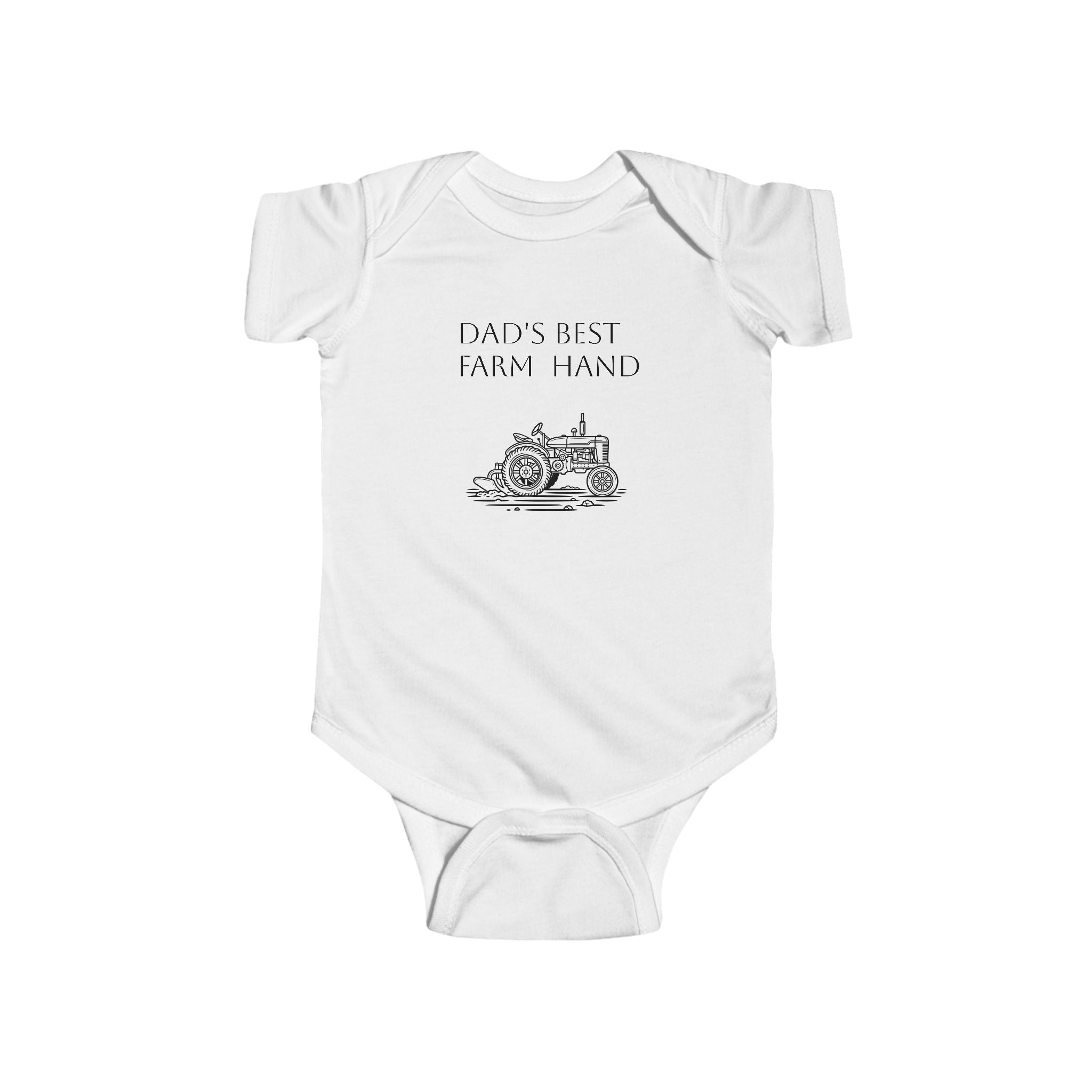Baby Bodysuit – “Dad’s Best Farmhand” Vintage Tractor Infant Onesie