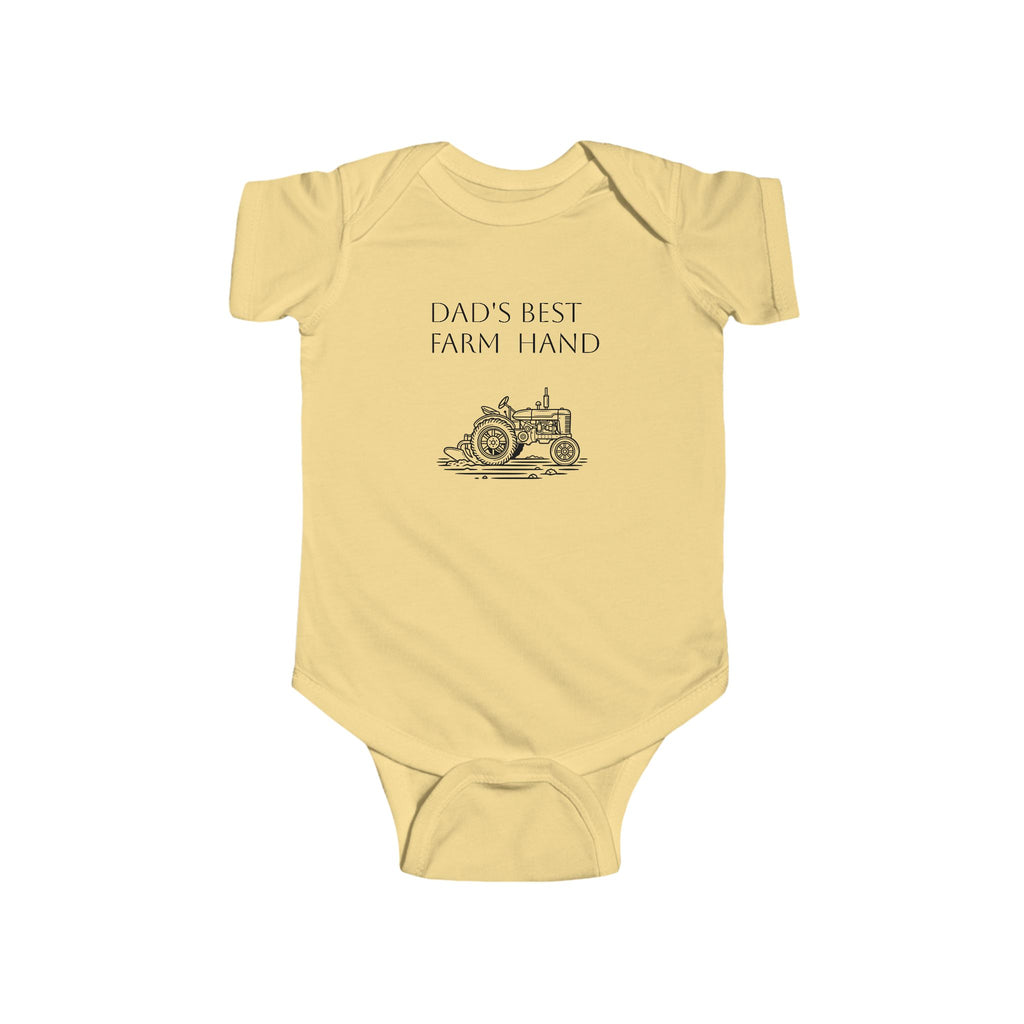 Baby Bodysuit – “Dad’s Best Farmhand” Vintage Tractor Infant Onesie