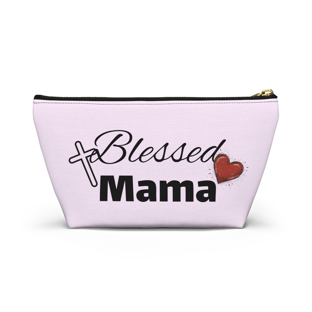 Blessed Mama Accessory Pouch — Religious Mom Gift Cosmetic Bag