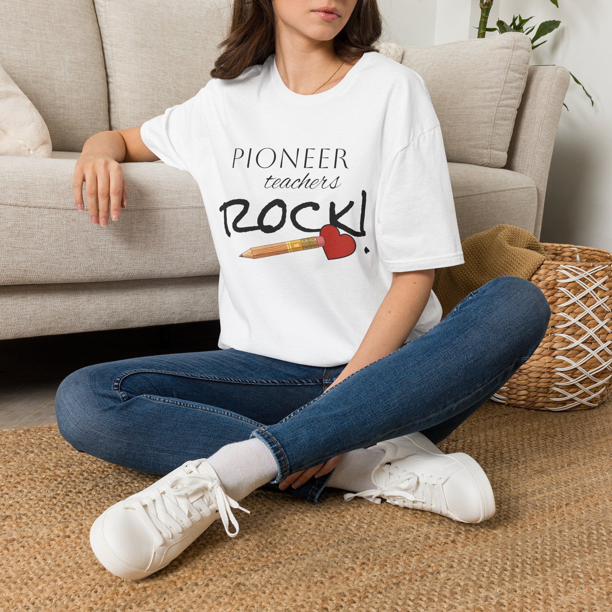 Pioneer Teachers Rock T-Shirt — Cute Pencil & Heart Teacher Appreciation Tee