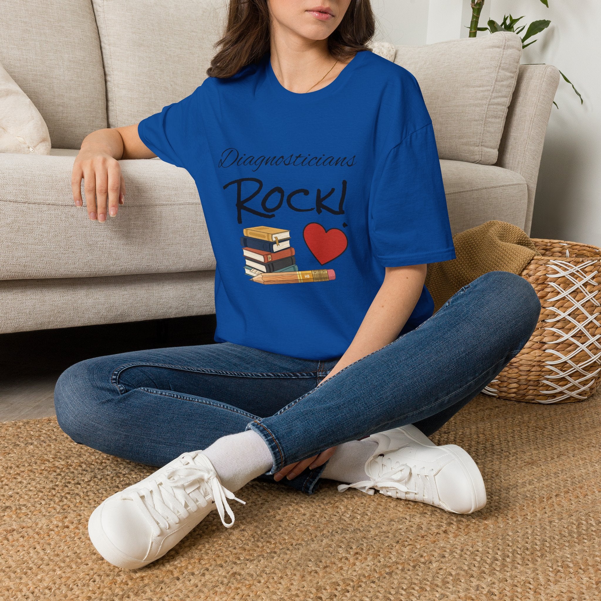 Diagnosticians Rock! T-Shirt — Funny Medical/Healthcare Pride Tee with Books & Heart
