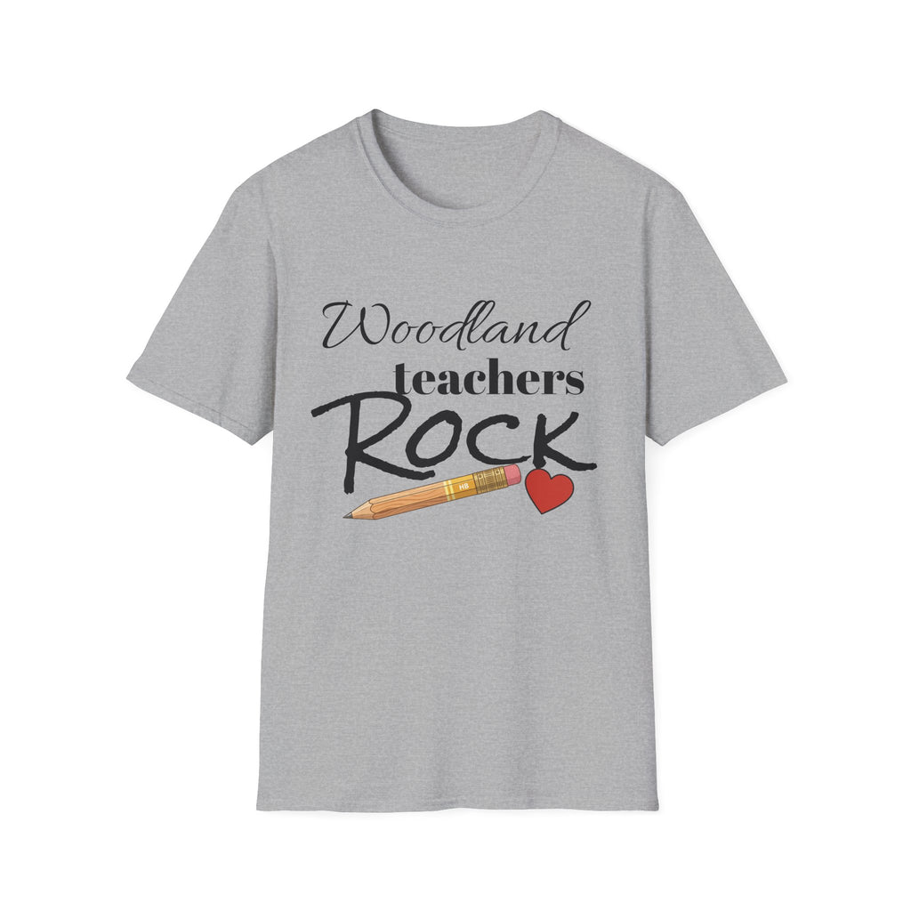 Woodland Teachers Rock T-Shirt — Cute Pencil & Heart Teacher Appreciation Tee