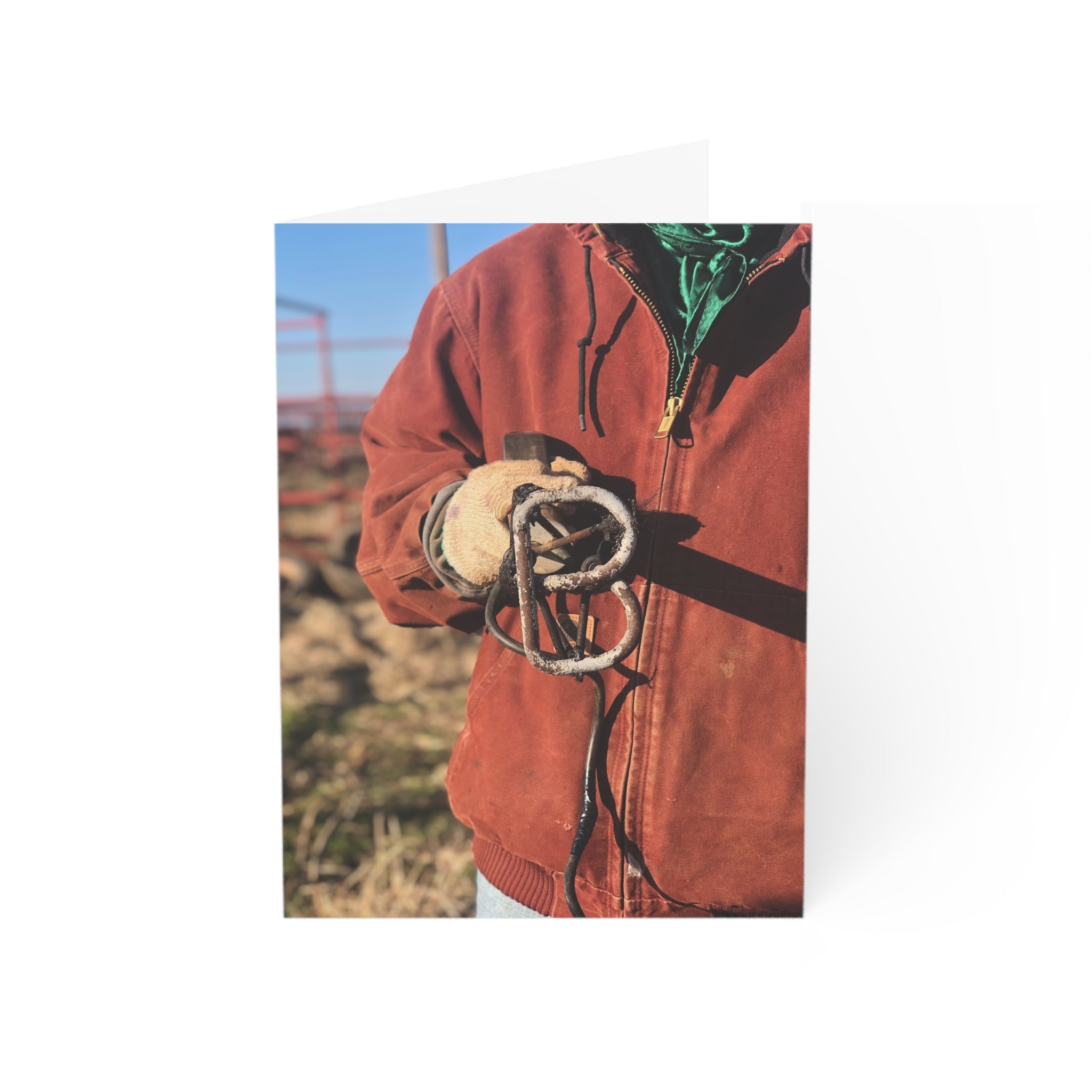 Rust Jacket Cowboy Rope Greeting Card — Rustic Western Thank You Card (Single or Bulk Packs)