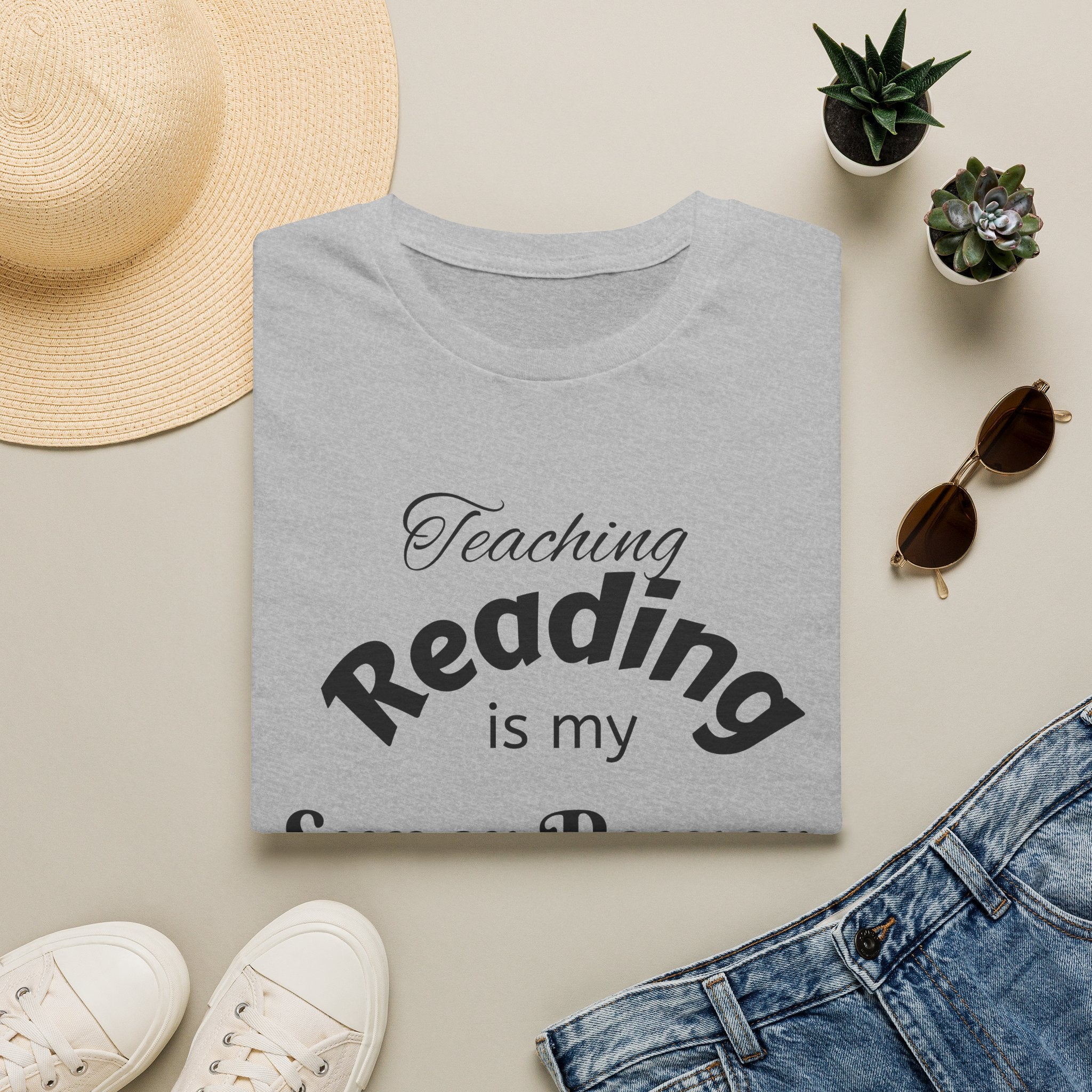 Reading Teacher T-Shirt — "Teaching Reading is My Super Power" Graphic Tee