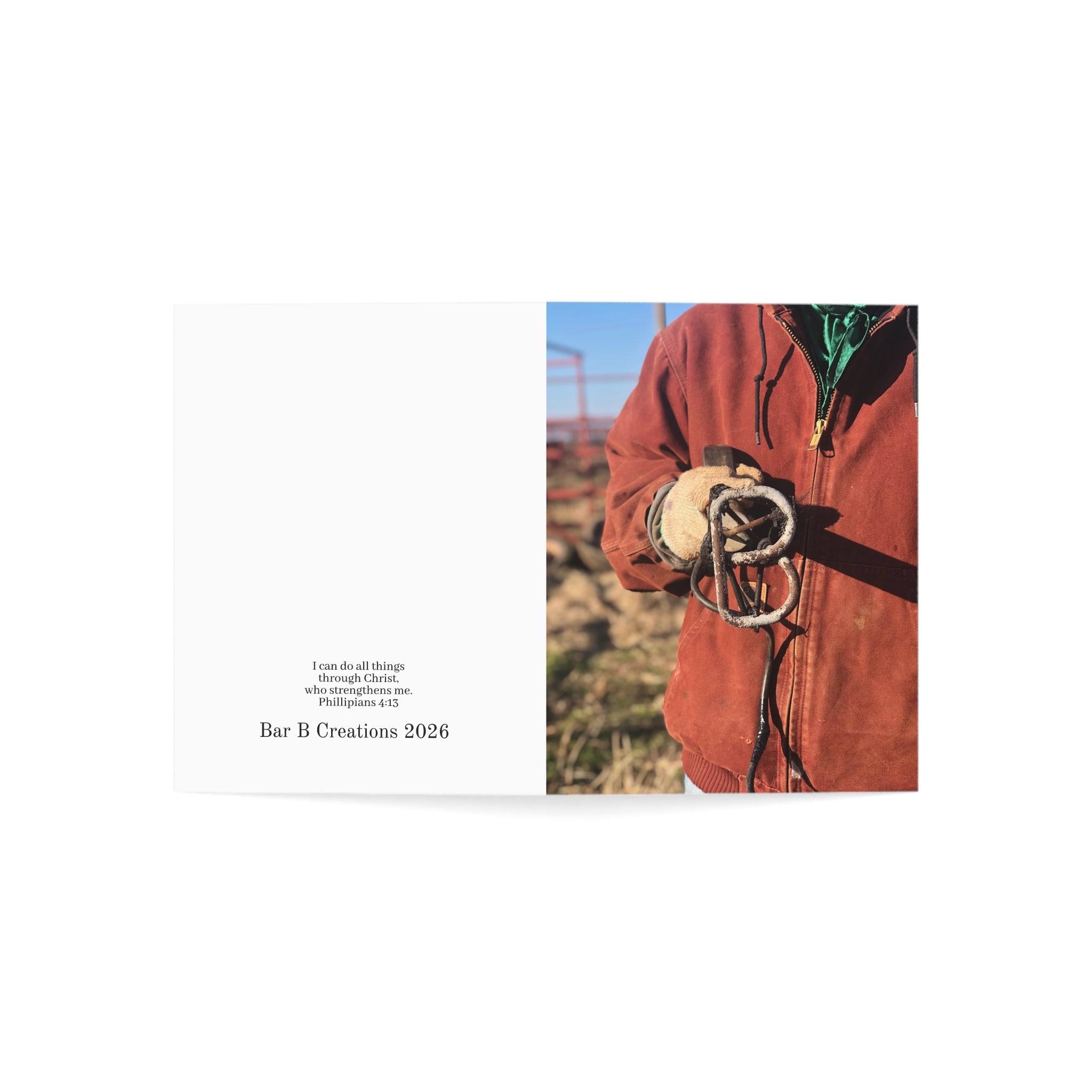Rust Jacket Cowboy Rope Greeting Card — Rustic Western Thank You Card (Single or Bulk Packs)