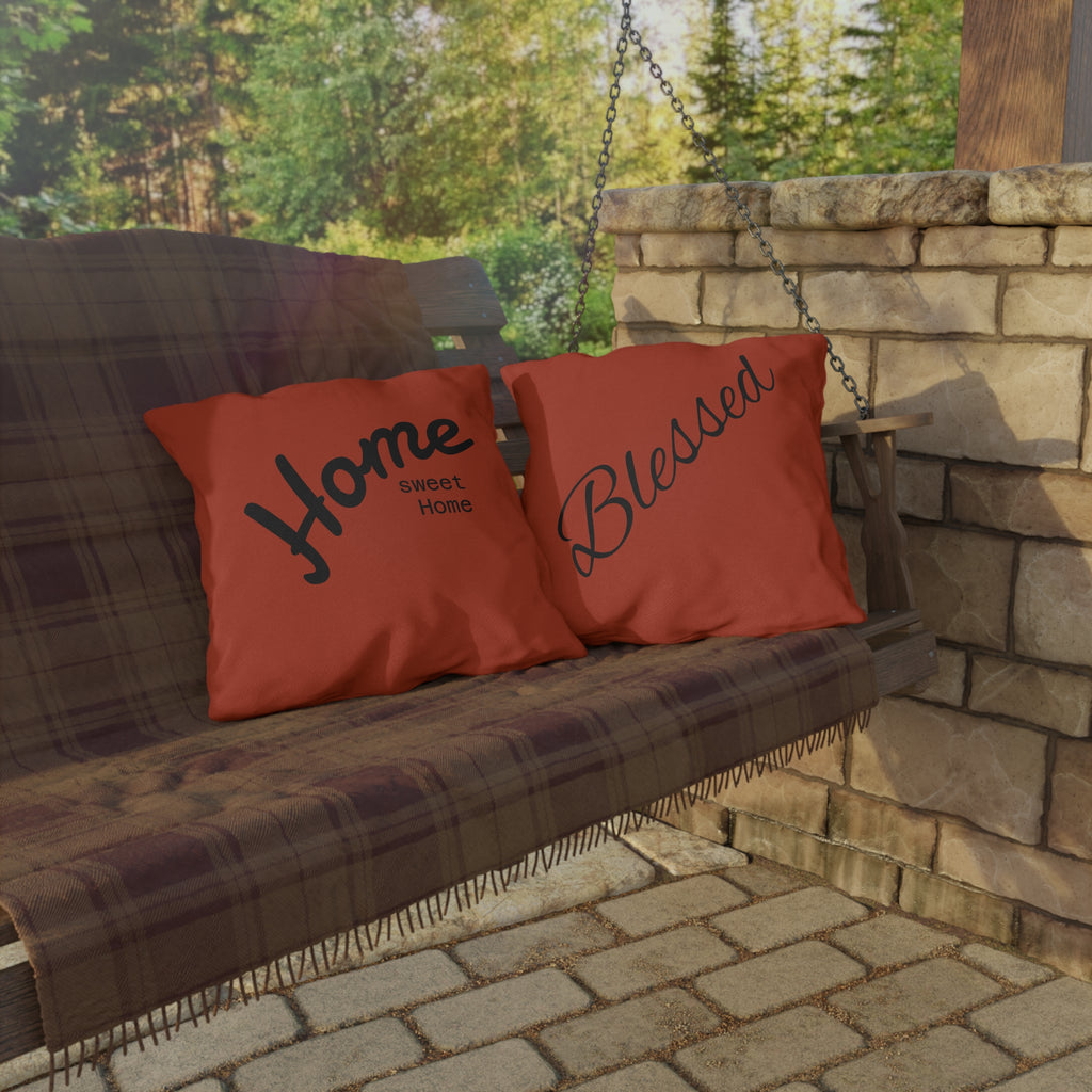 Outdoor Pillow — "Home Sweet Home" Monochrome Decorative Cushion for Porch & Patio