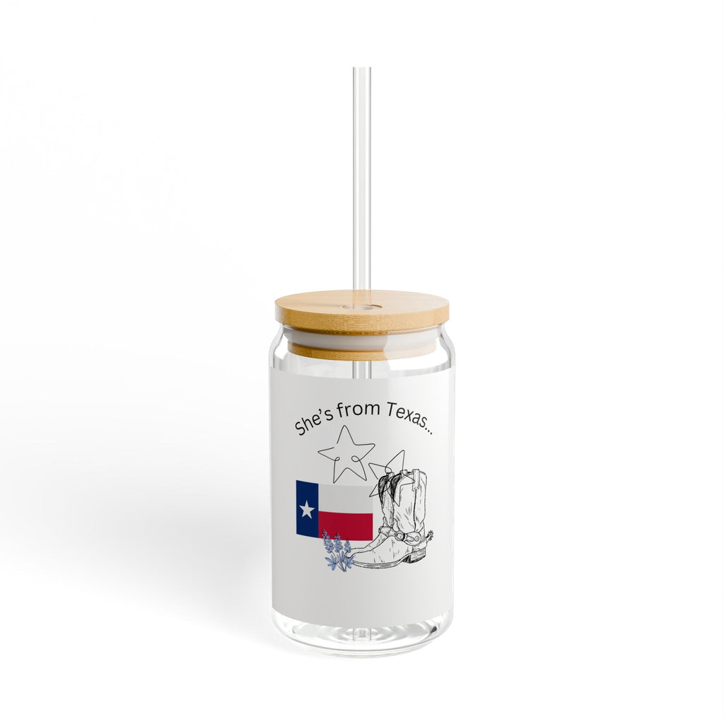 She's From Texas Sipper Glass – 16oz Texas Flag & Boots Straw Tumbler