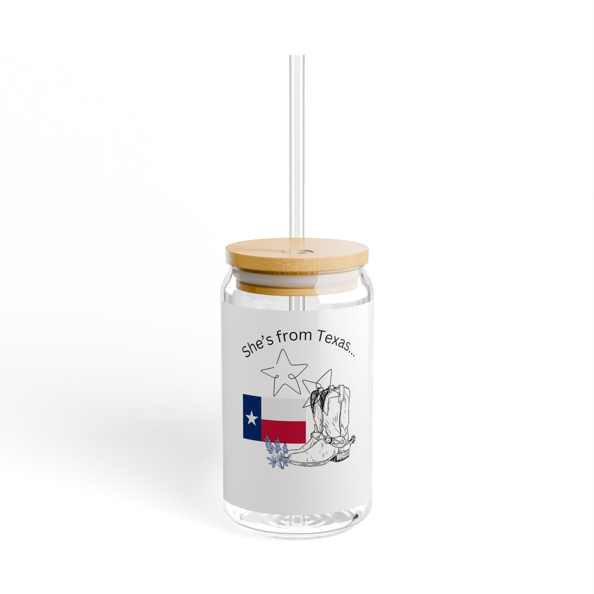 She's From Texas Sipper Glass – 16oz Texas Flag & Boots Straw Tumbler