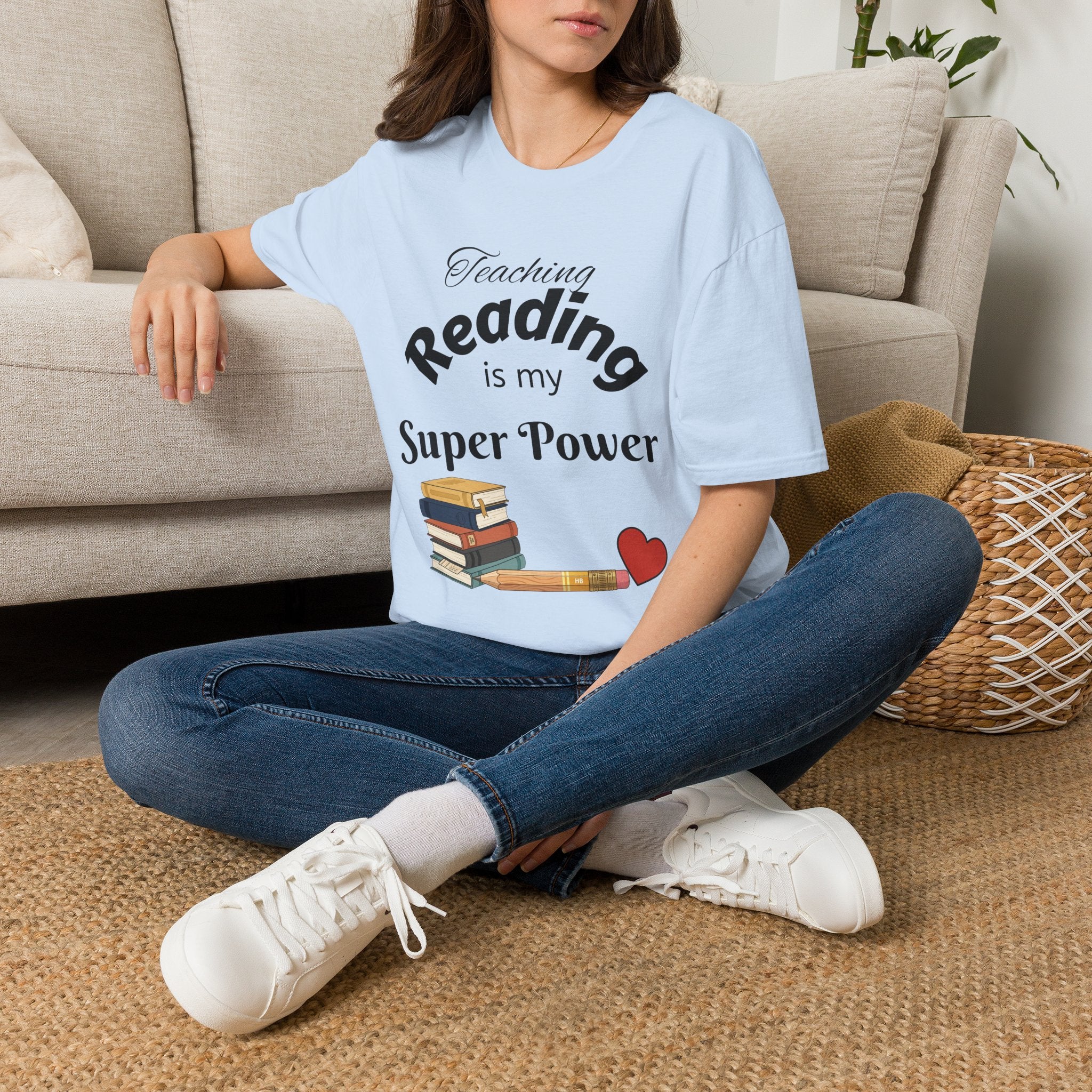 Reading Teacher T-Shirt — "Teaching Reading is My Super Power" Graphic Tee