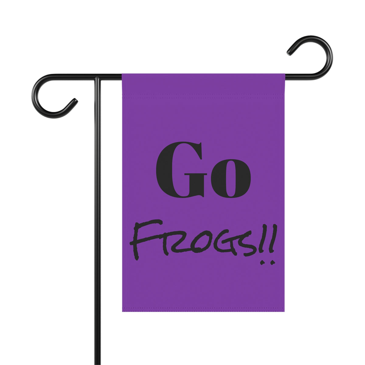 Garden Flag — "Go Frogs!!" Purple Garden Banner