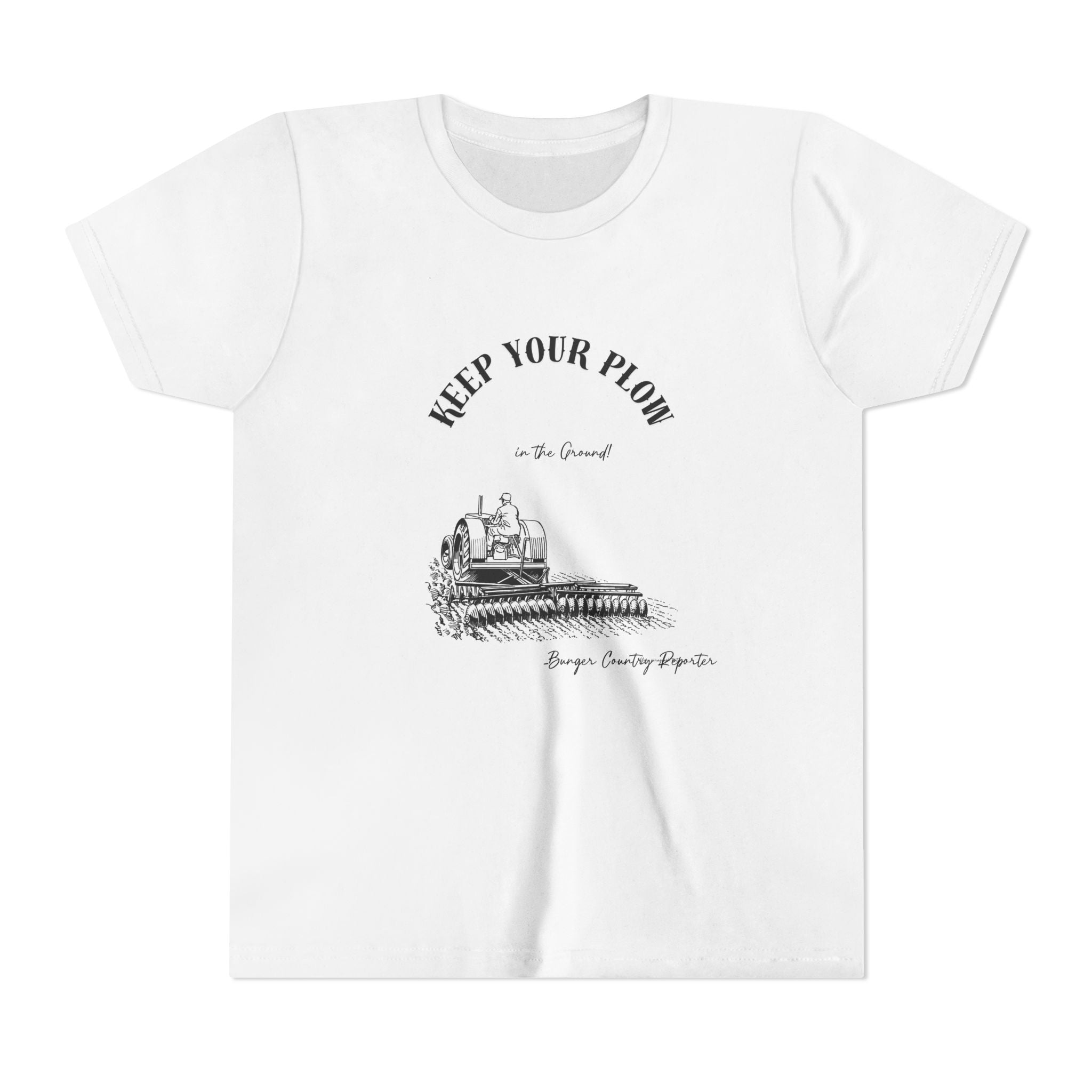 Youth Tee — "Keep Your Plow" Vintage Tractor Farming Shirt