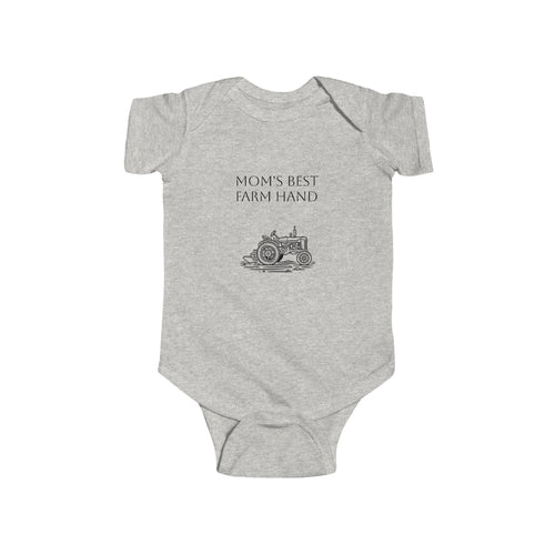Baby Bodysuit — "Mom's Best Farm Hand" Vintage Tractor Infant Onesie