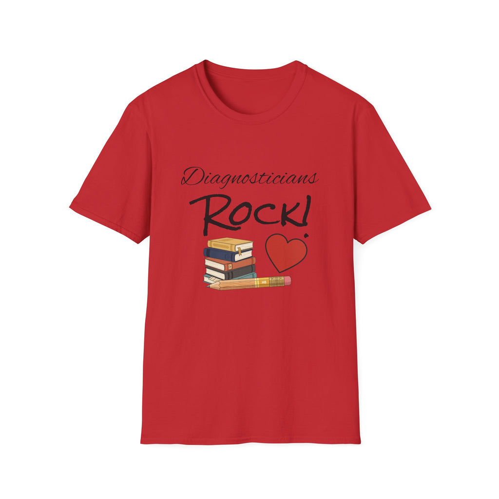 Diagnosticians Rock! T-Shirt — Funny Medical/Healthcare Pride Tee with Books & Heart