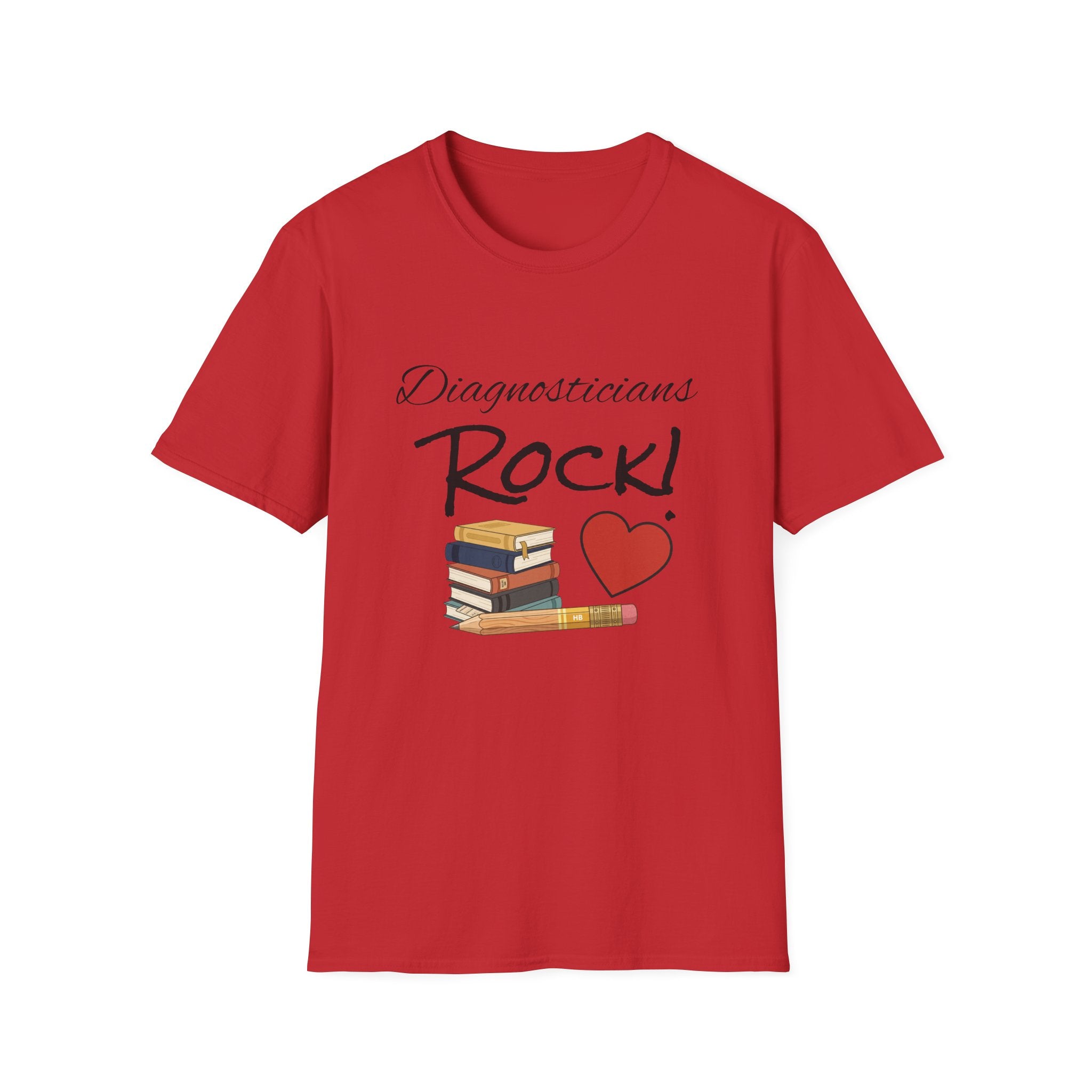 Diagnosticians Rock! T-Shirt — Funny Medical/Healthcare Pride Tee with Books & Heart