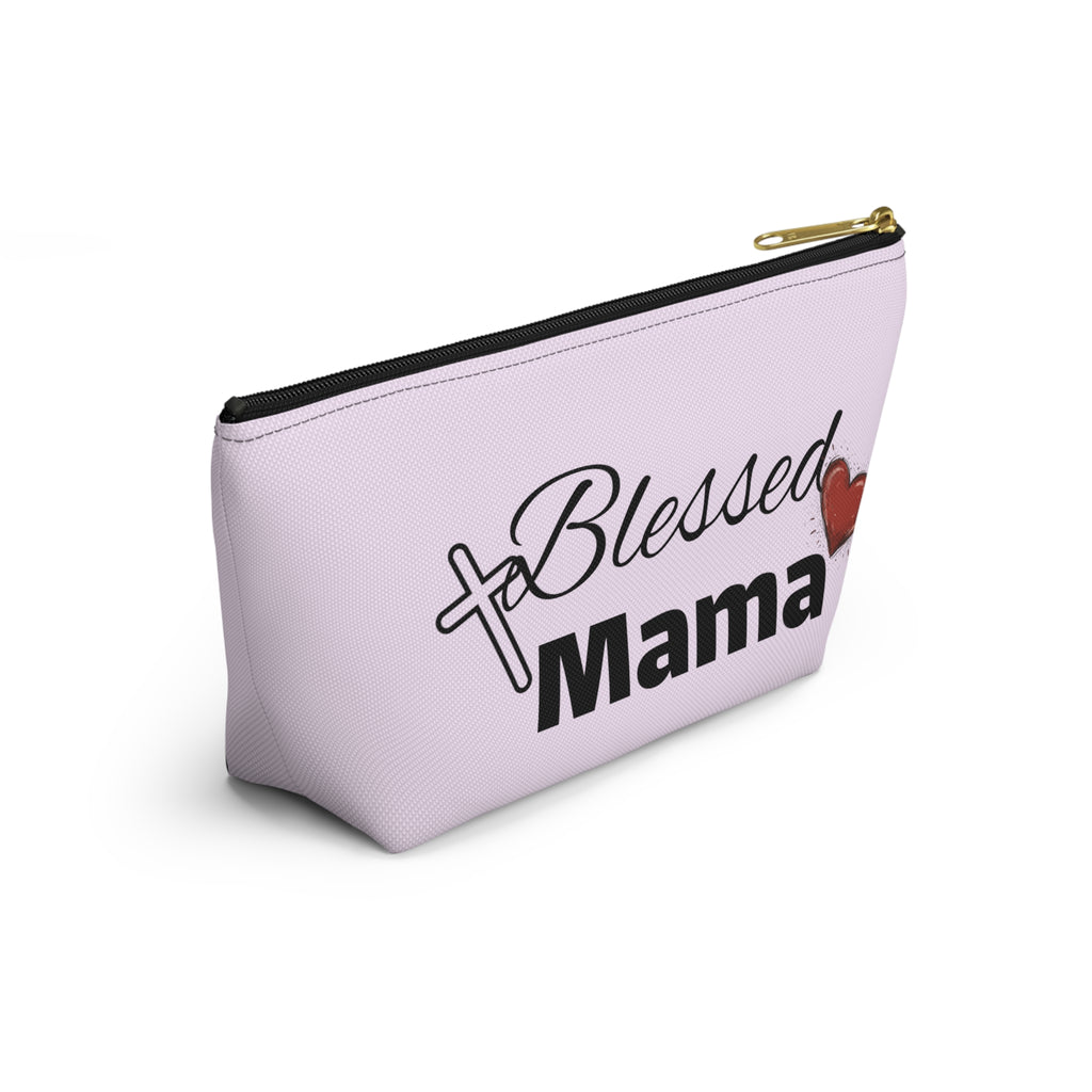 Blessed Mama Accessory Pouch — Religious Mom Gift Cosmetic Bag