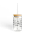 16oz Glass Sipper Cup with Bamboo Lid — Inspirational Quote 'I can do all things through Christ'