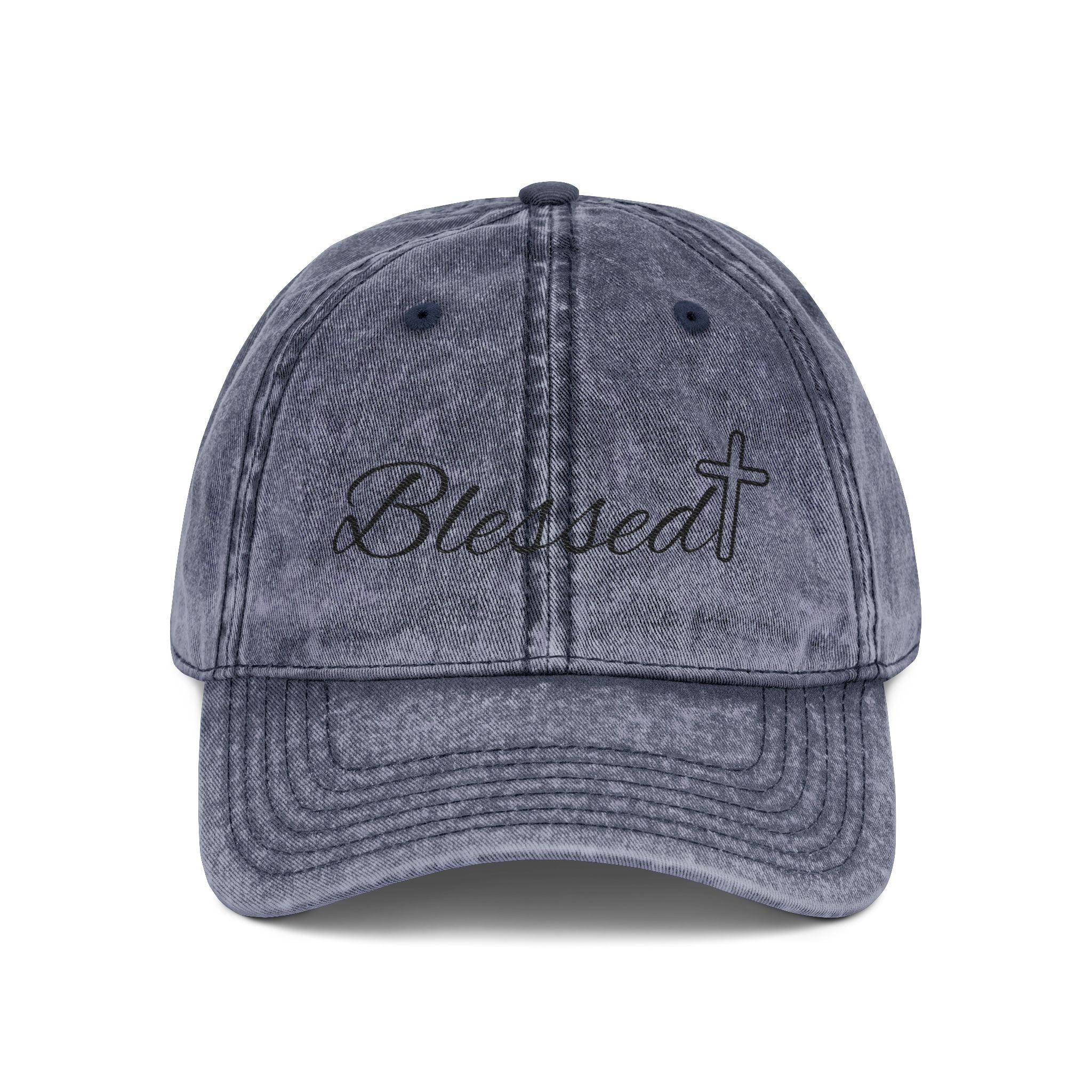 Blessed Embroidered Vintage Cap - Distressed Christian Baseball Hat
